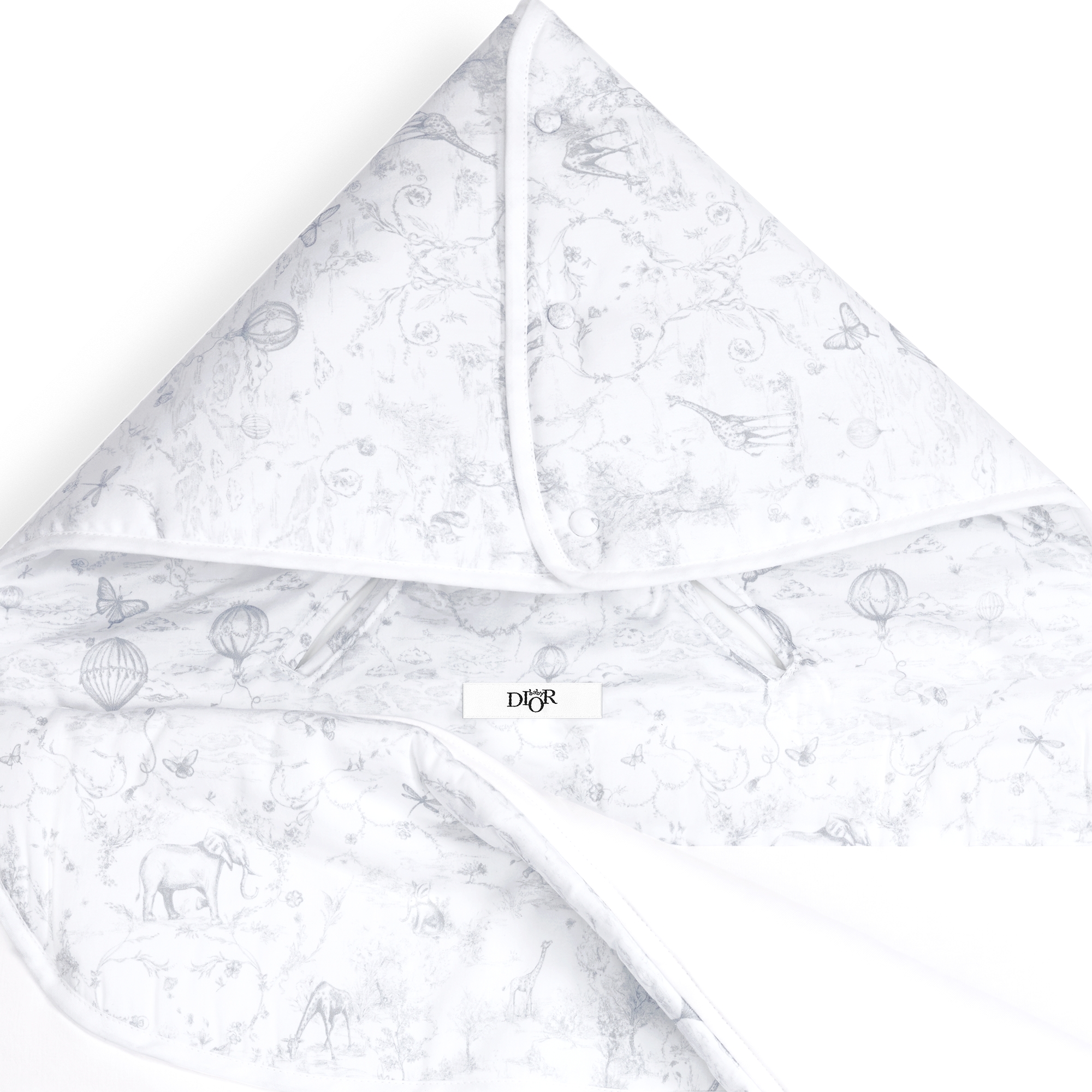 Babyschlafsack Baumwollvoile in Weiß mit Toile de Jouy Print in Grau E09