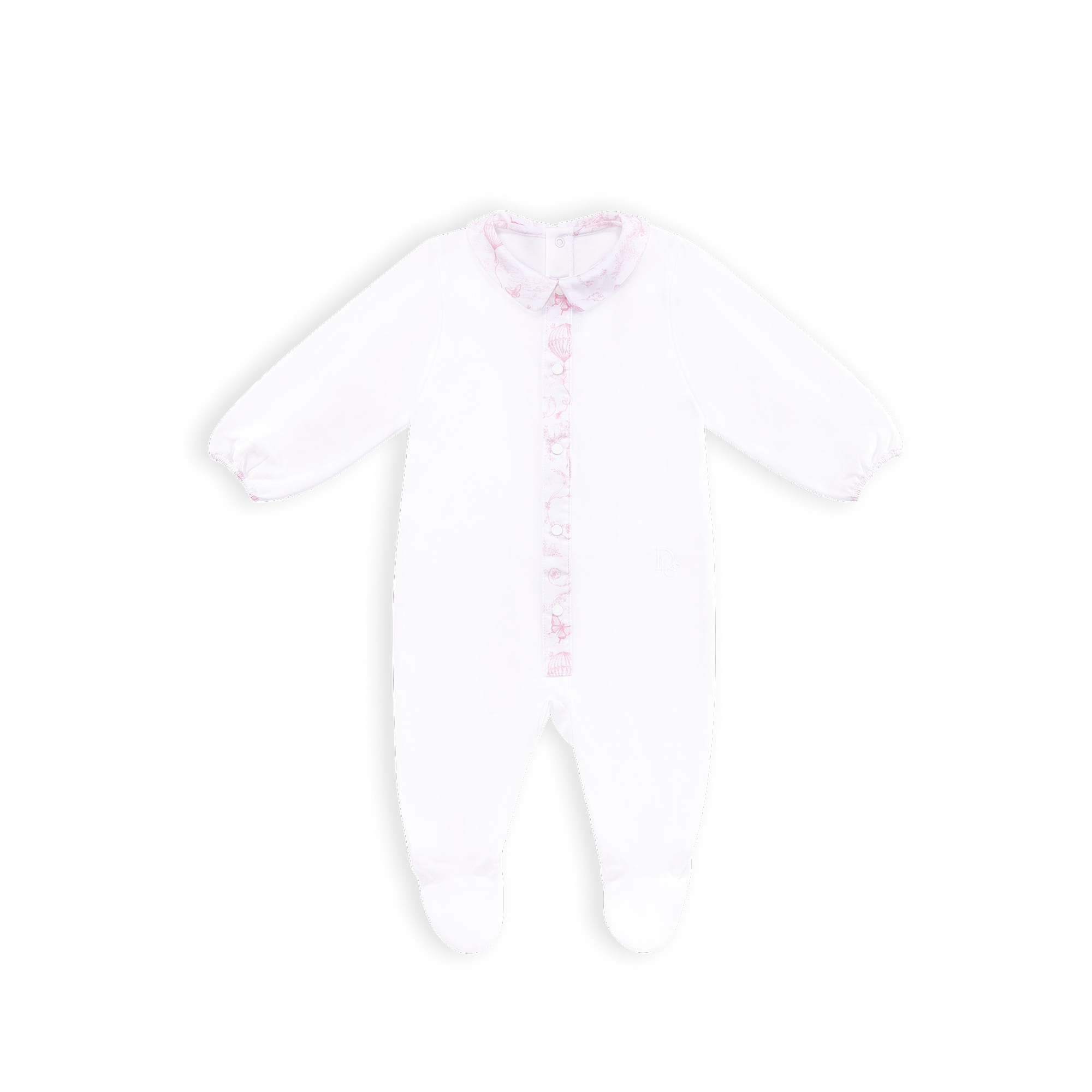 Newborn Gift Set White Cotton Interlock and Satin with Pale Pink Toile de Jouy Print E02