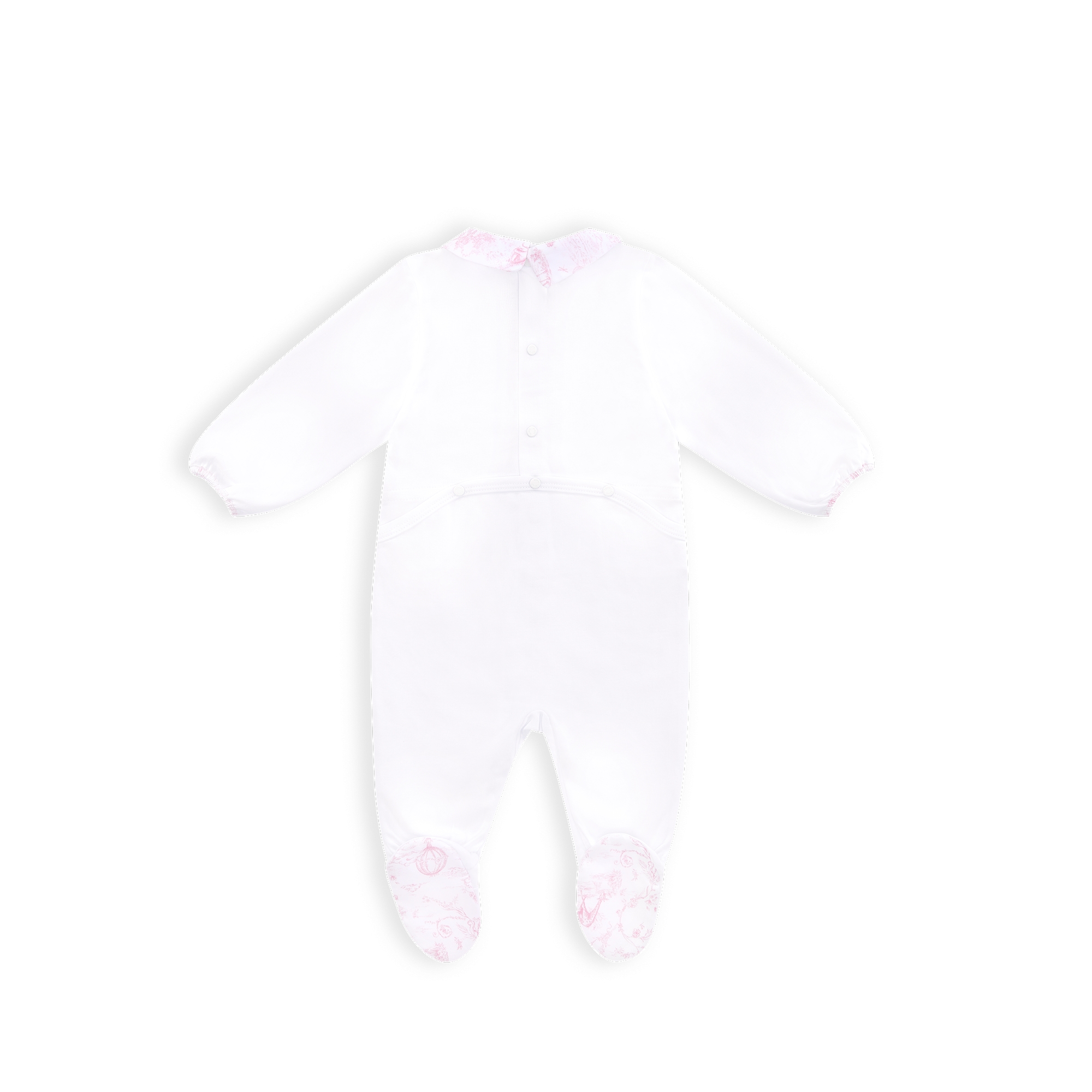 Newborn Gift Set White Cotton Interlock and Satin with Pale Pink Toile de Jouy Print E03