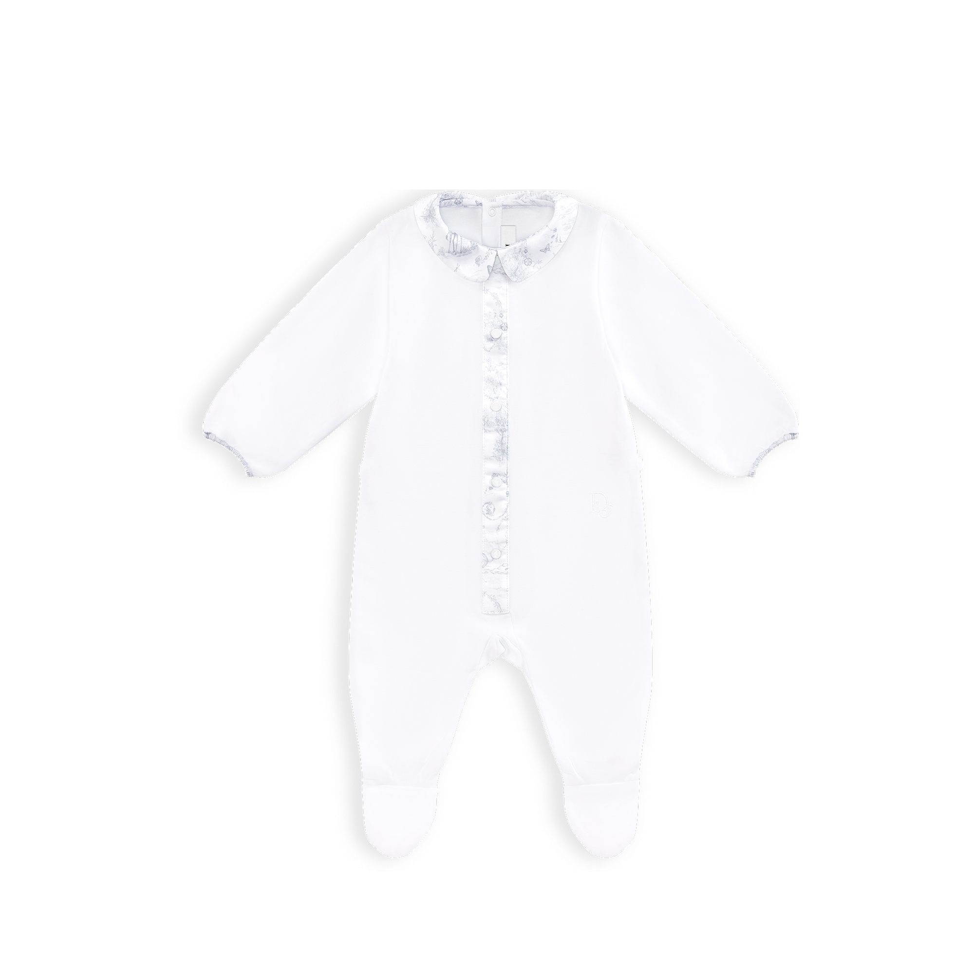 Cadeauset voor baby’s Wit interlocked katoen en satijn met grijze Toile de Jouy-print E02