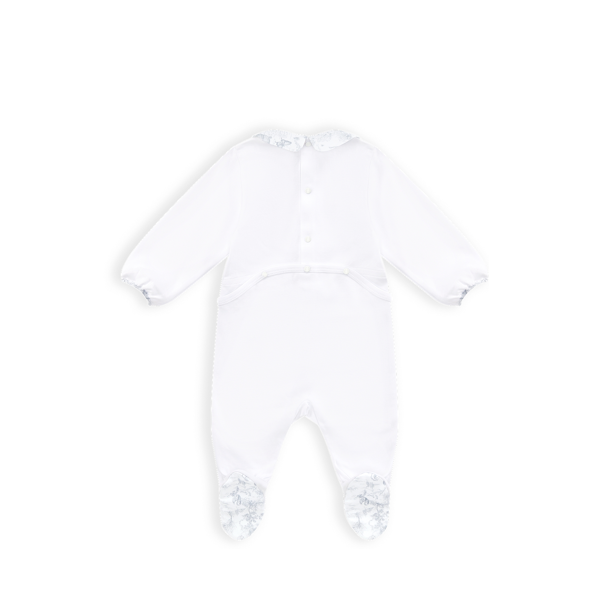 Cadeauset voor baby’s Wit interlocked katoen en satijn met grijze Toile de Jouy-print E03