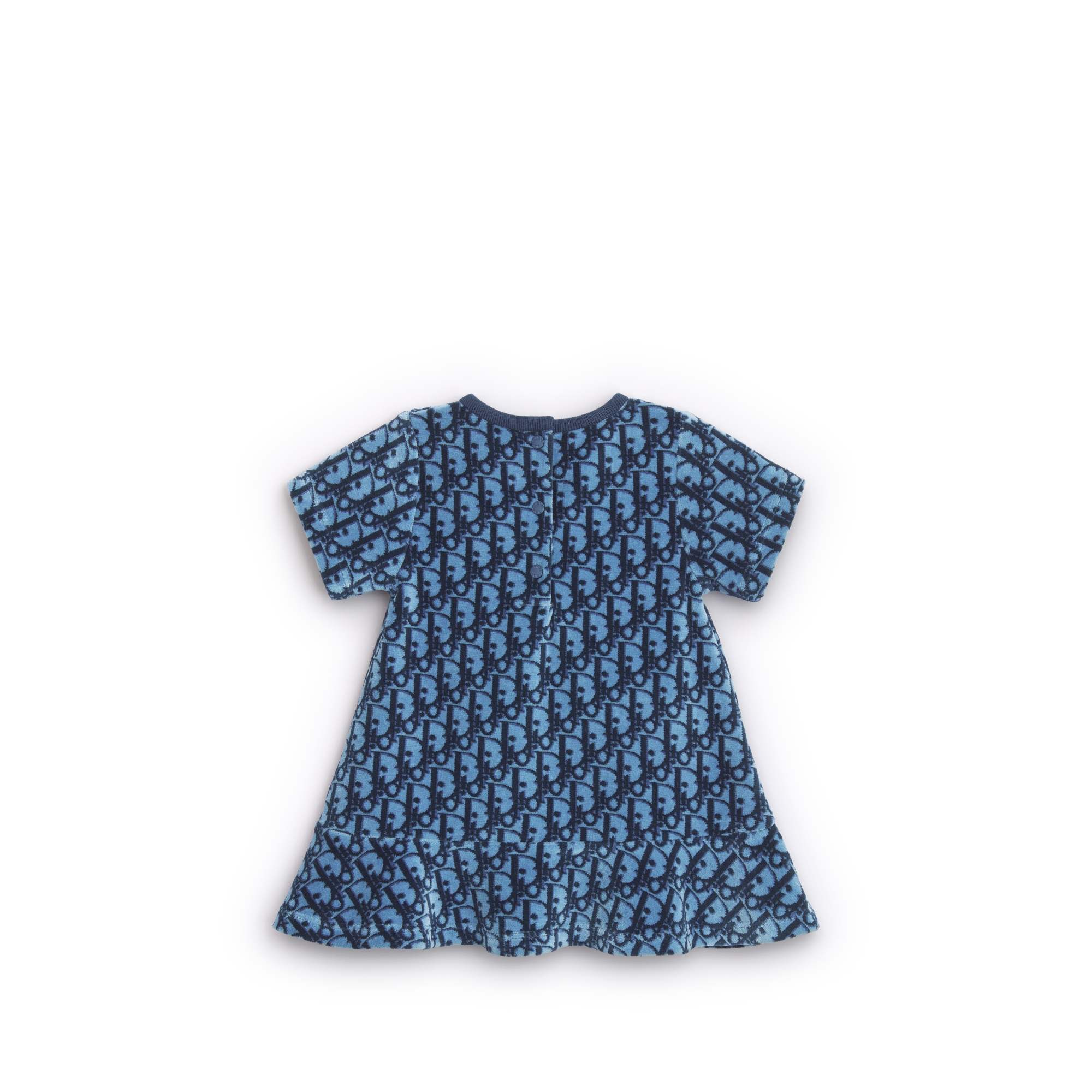 Robe trapèze bébé Jersey jacquard velours Dior Oblique bleu E08