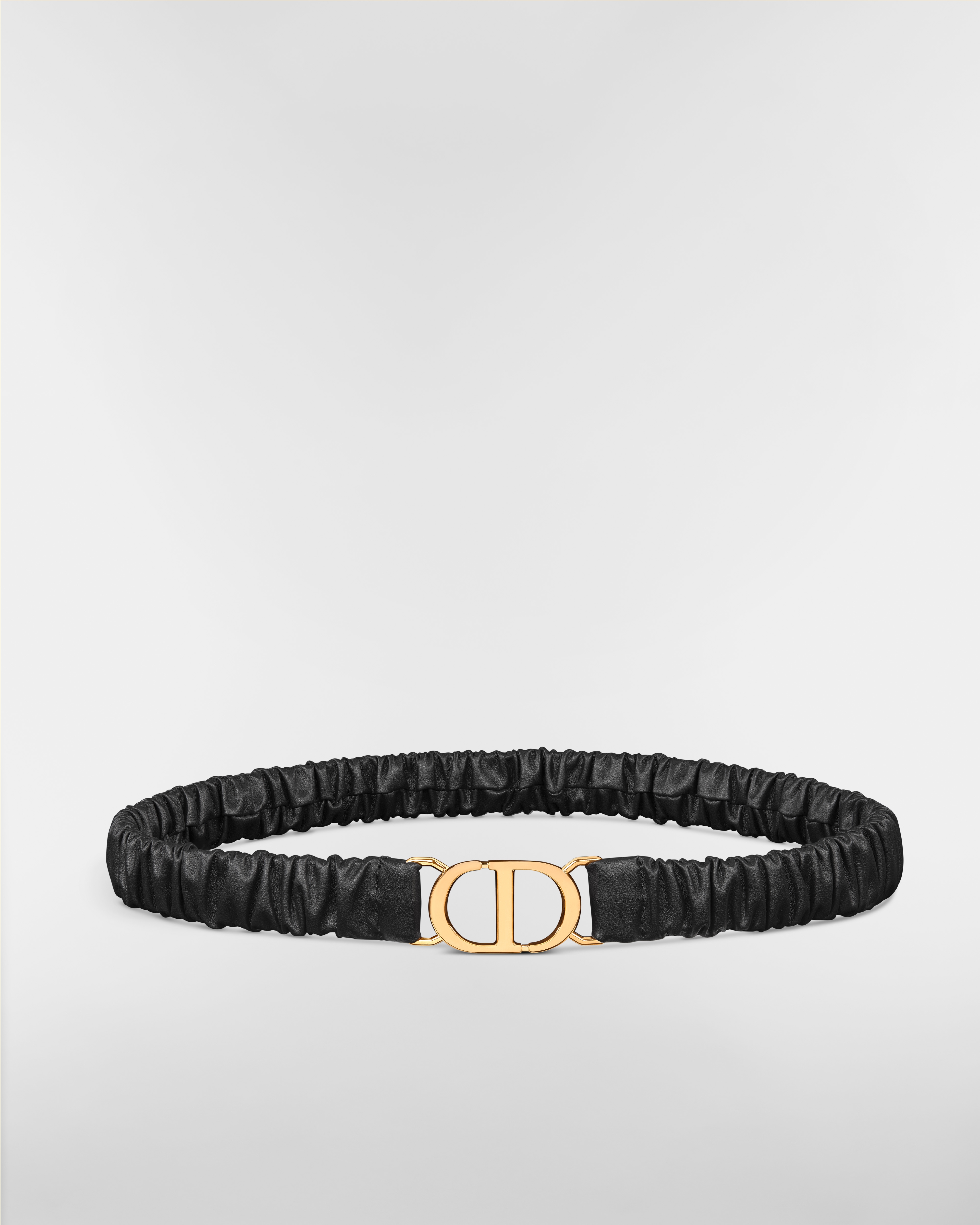 30 Montaigne Belt Black Gathered Calfskin, 20 MM E01