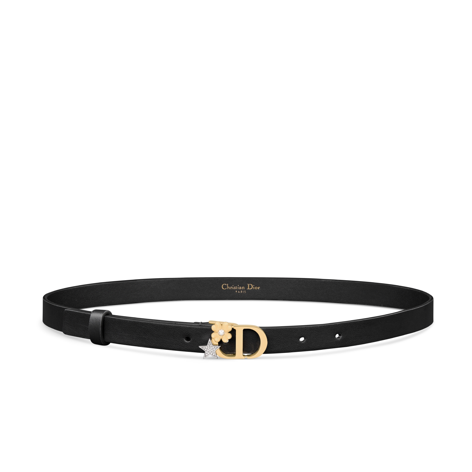30 Montaigne Lucky Charms Belt Black Smooth Calfskin, 18 MM | DIOR