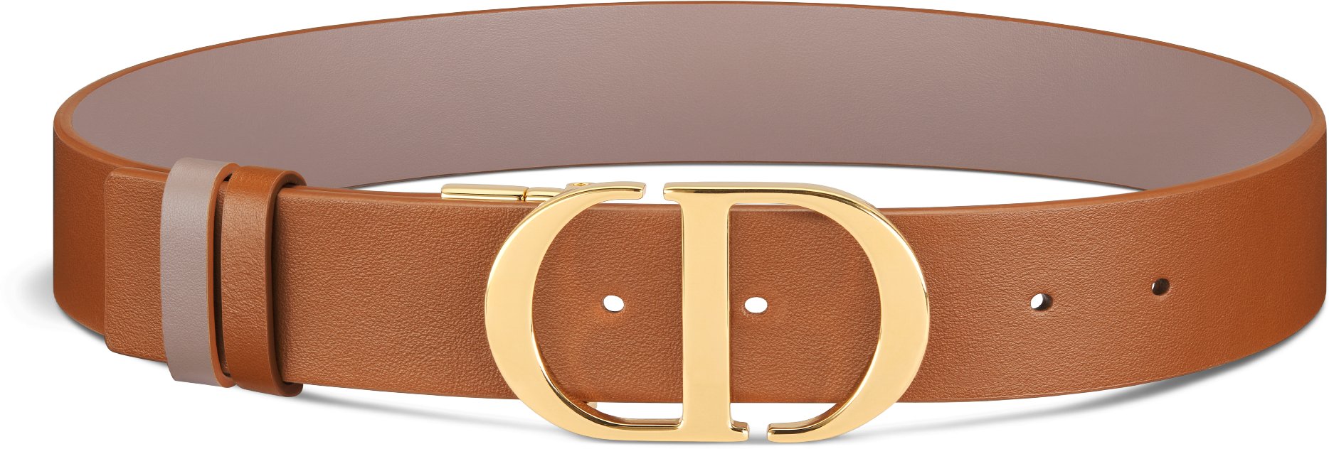 30 Montaigne Reversible Belt Golden Saddle and Warm Taupe Smooth Calfskin 35 MM DIOR