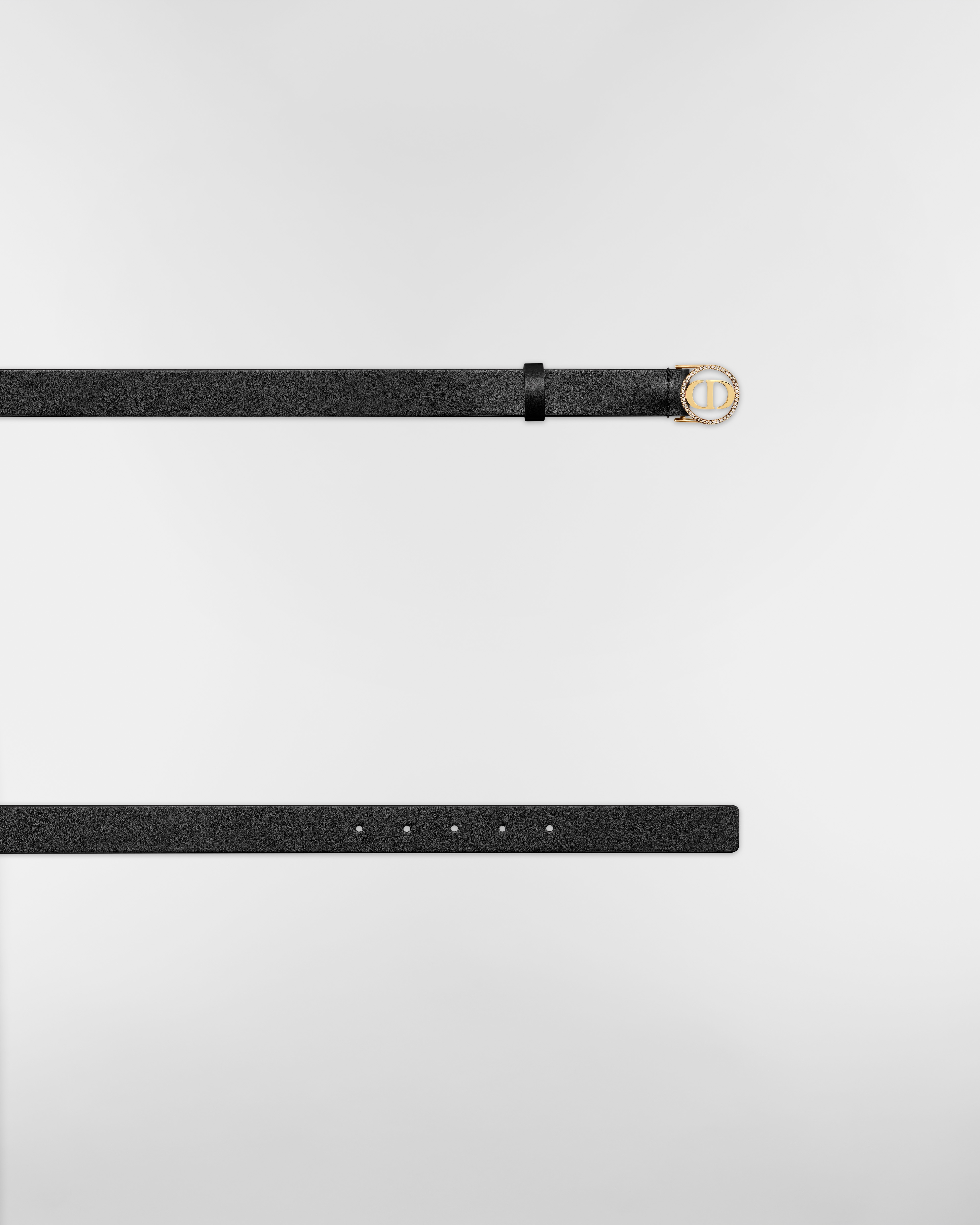 30 Montaigne Circled Belt Black Smooth Calfskin and Silver-Tone Crystals, 25 MM E06