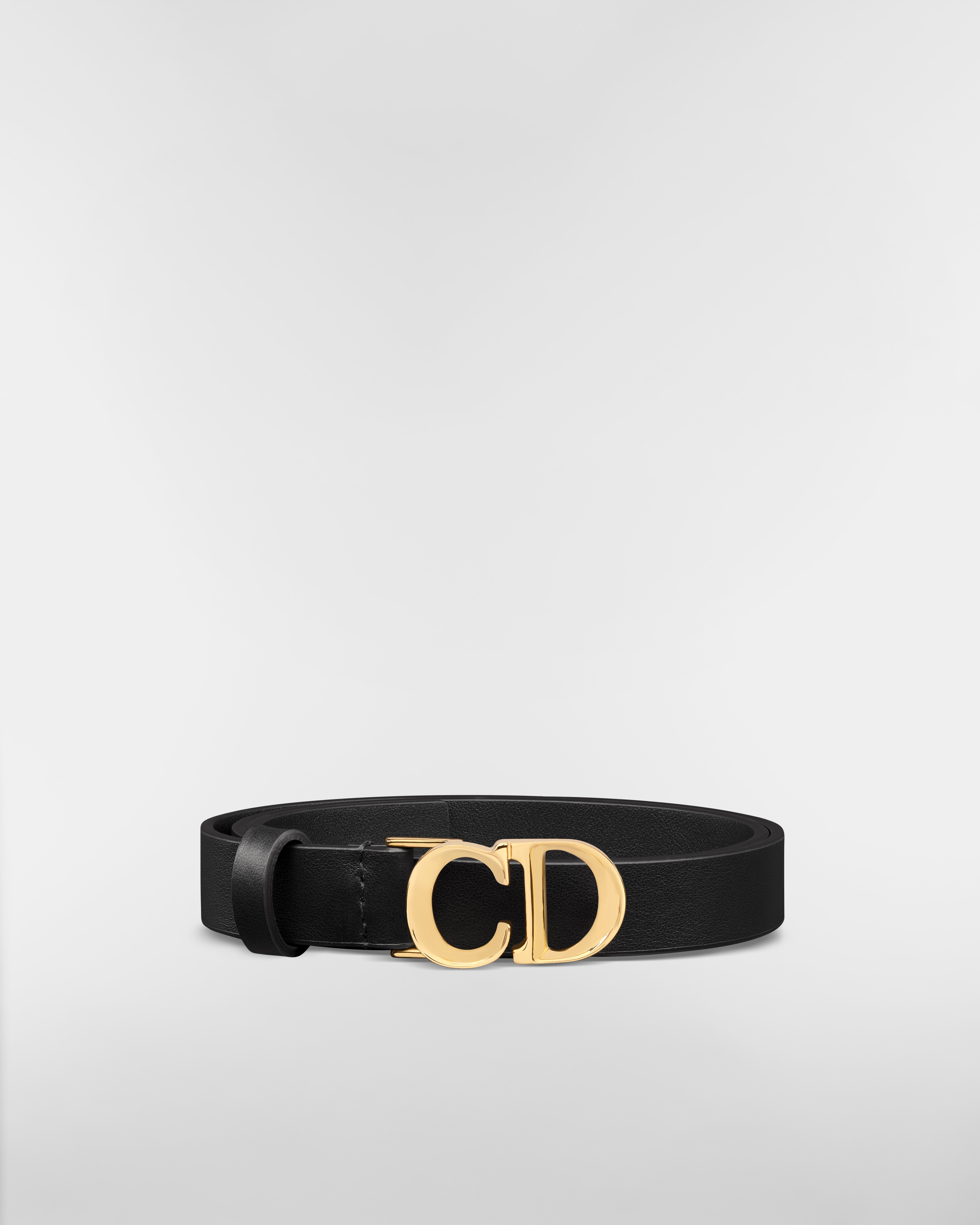 حزام C'est Dior جلد العجل الناعم باللون الأسود، 20 مم E03