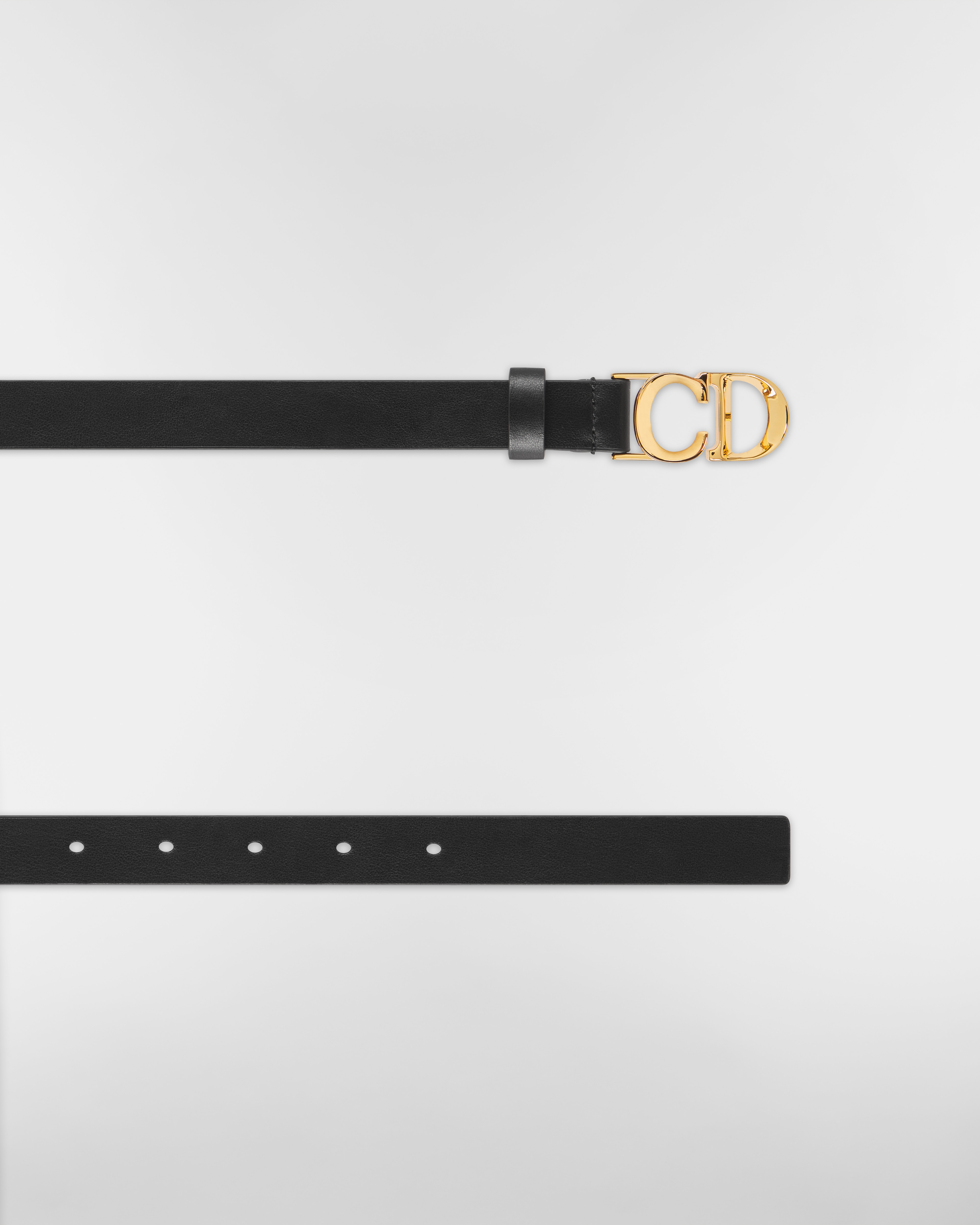 حزام C'est Dior جلد العجل الناعم باللون الأسود، 20 مم E06