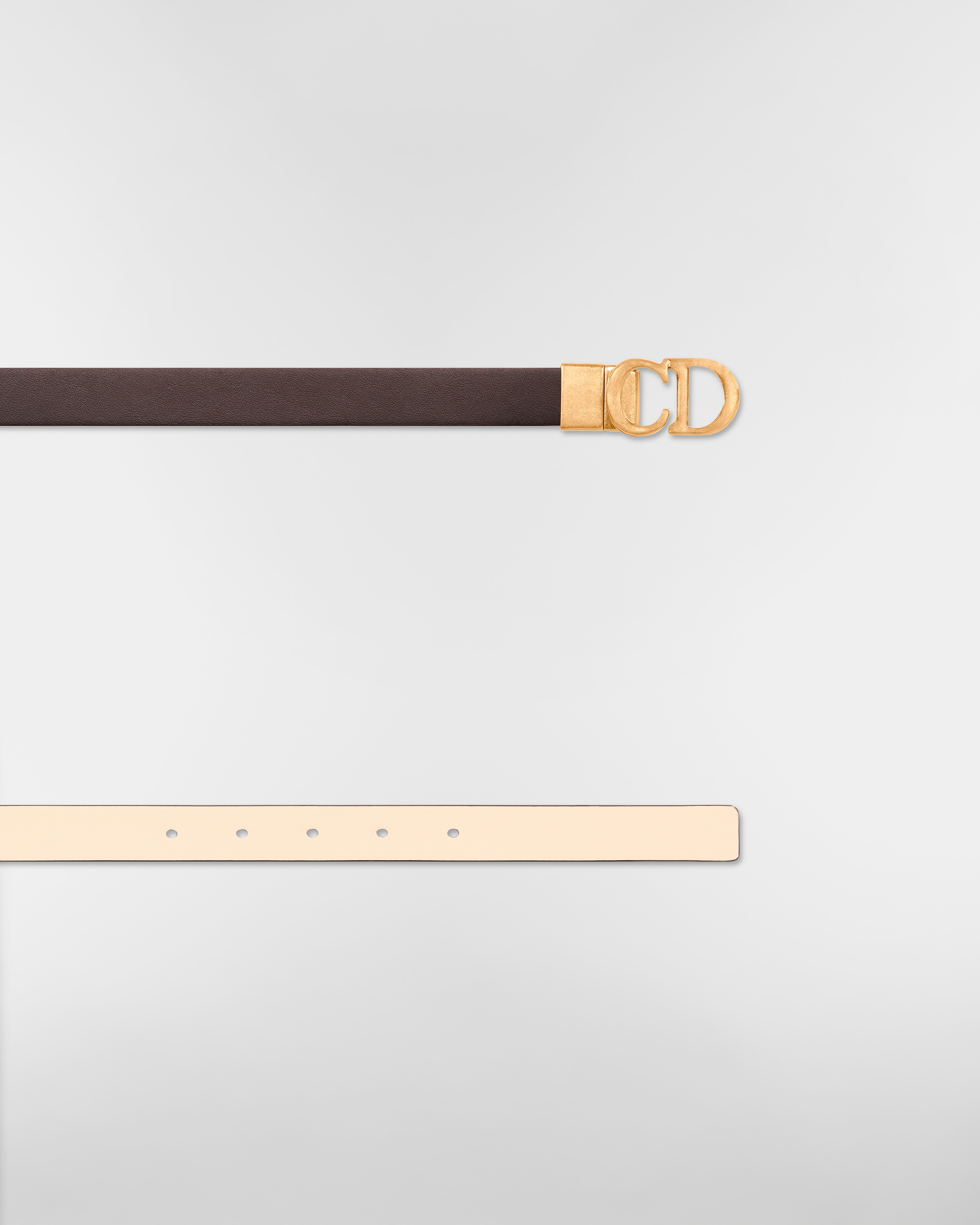 Reversible Saddle Belt Chocolate Brown and Light Beige Smooth Calfskin, 20 MM E06