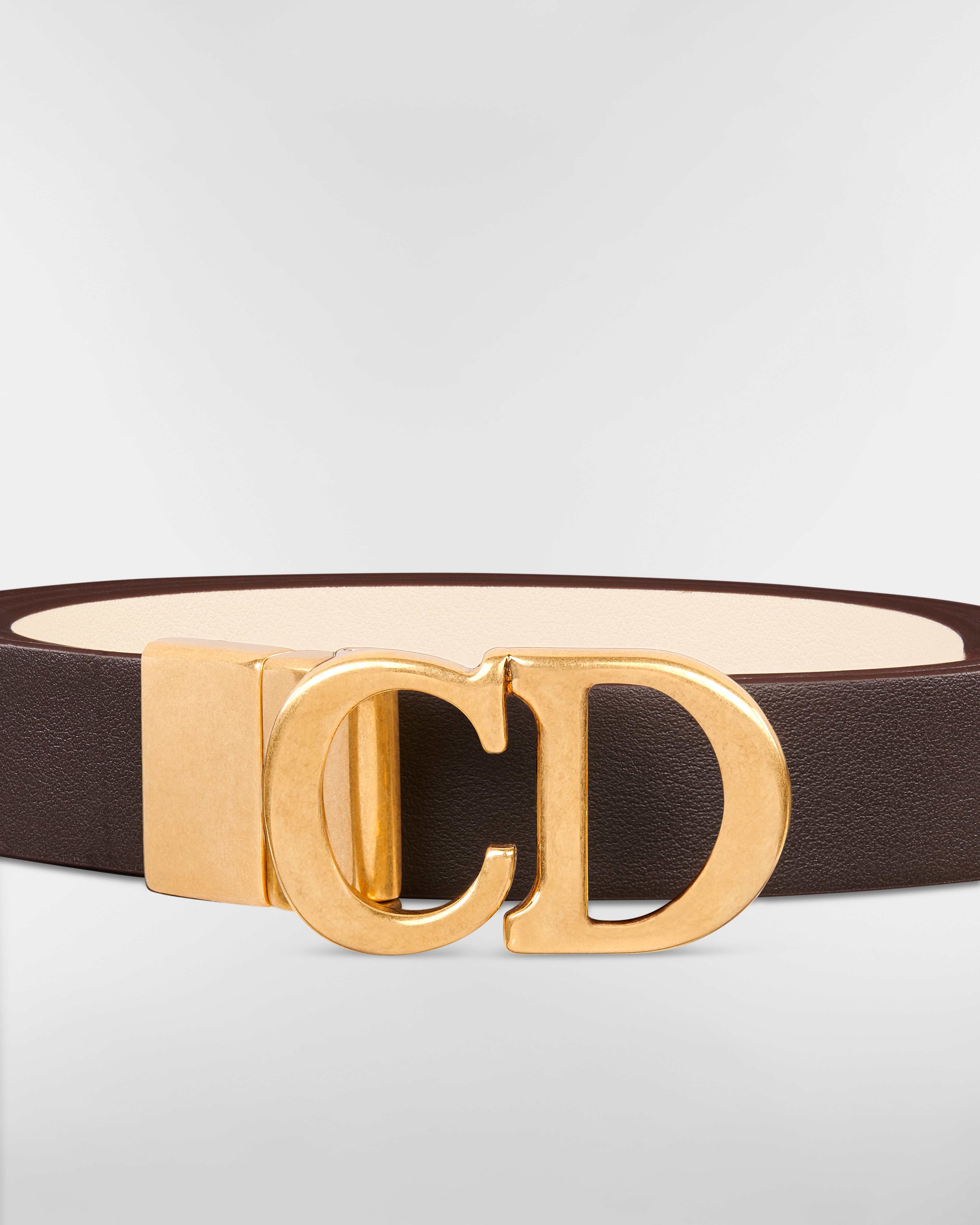 Tweezijdige Saddle-riem Soepel chocoladebruin en lichtbeige kalfsleer, 20 mm E09