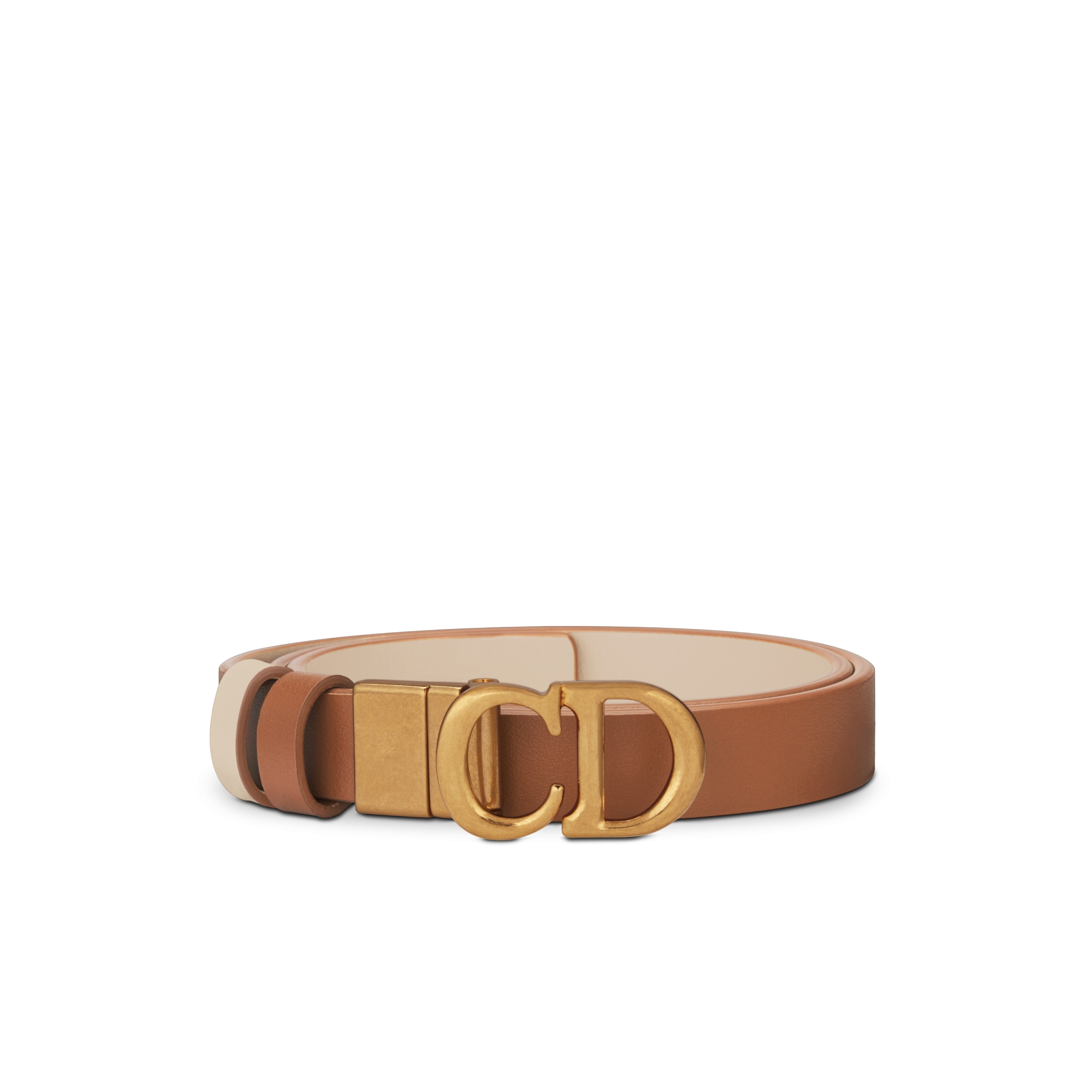 Tweezijdige Saddle-riem Goudbruin en karamel-beige soepel kalfsleer, 20 mm E03
