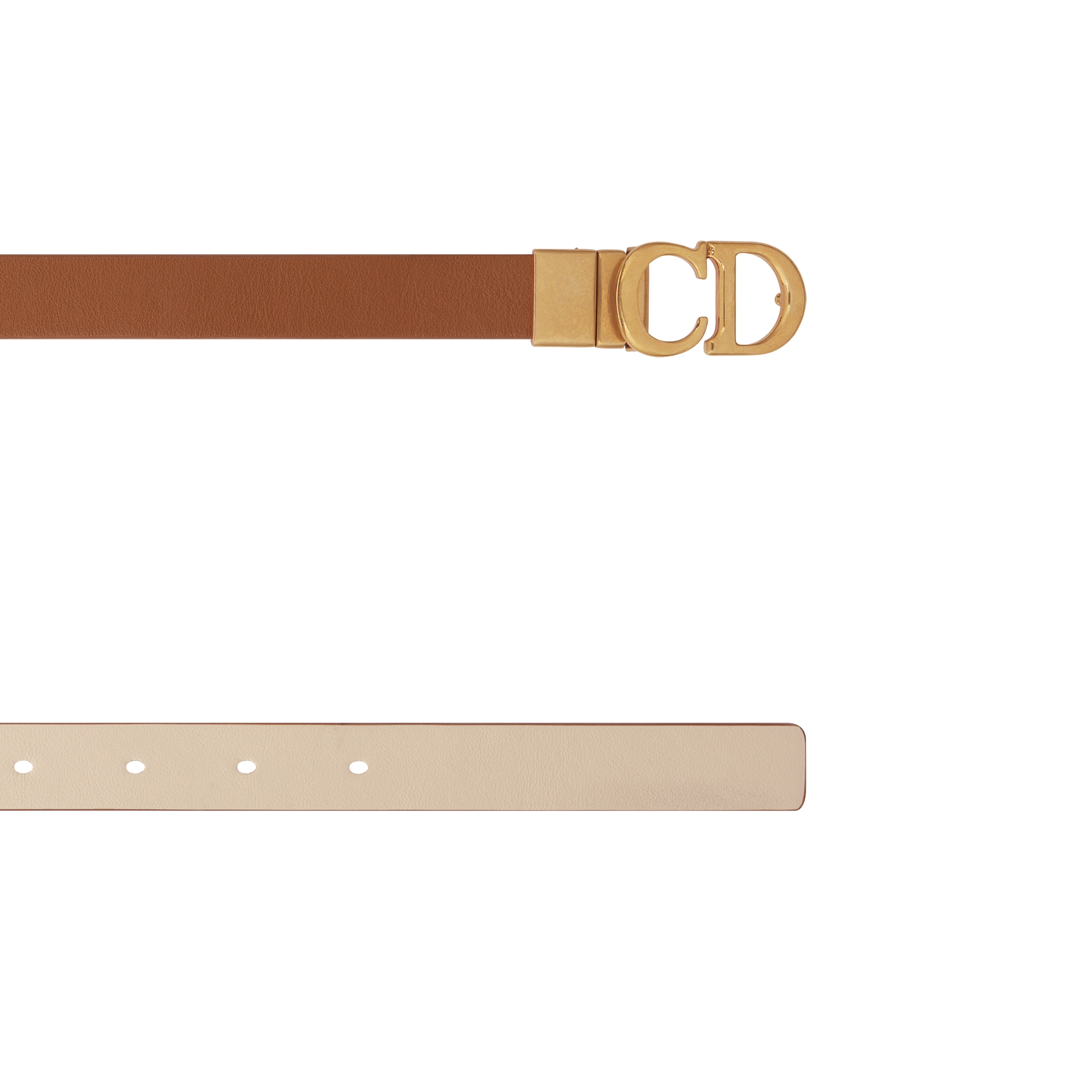 Reversible Saddle Belt Golden Saddle and Caramel Beige Smooth Calfskin, 20 MM E06