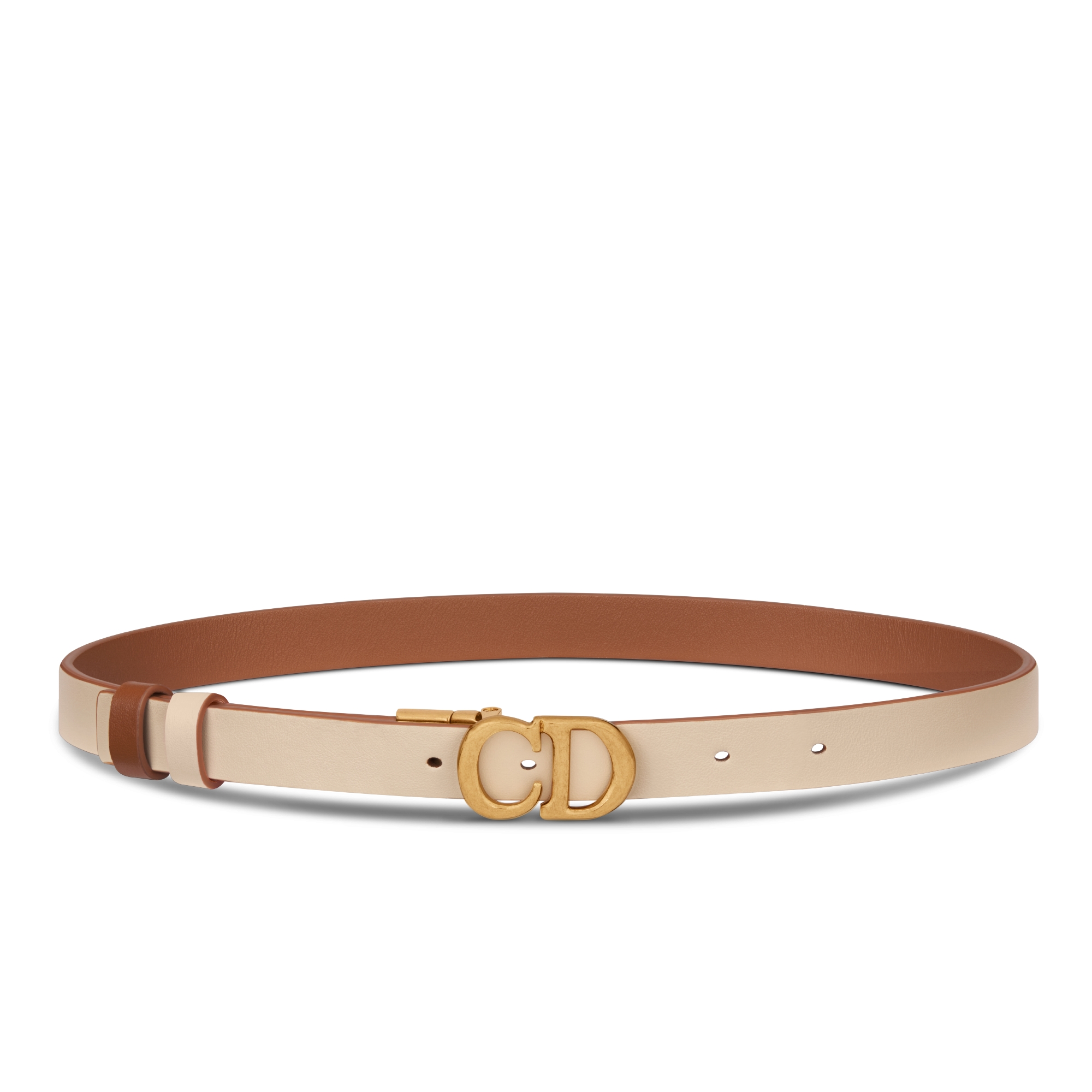 Tweezijdige Saddle-riem Goudbruin en karamel-beige soepel kalfsleer, 20 mm E07
