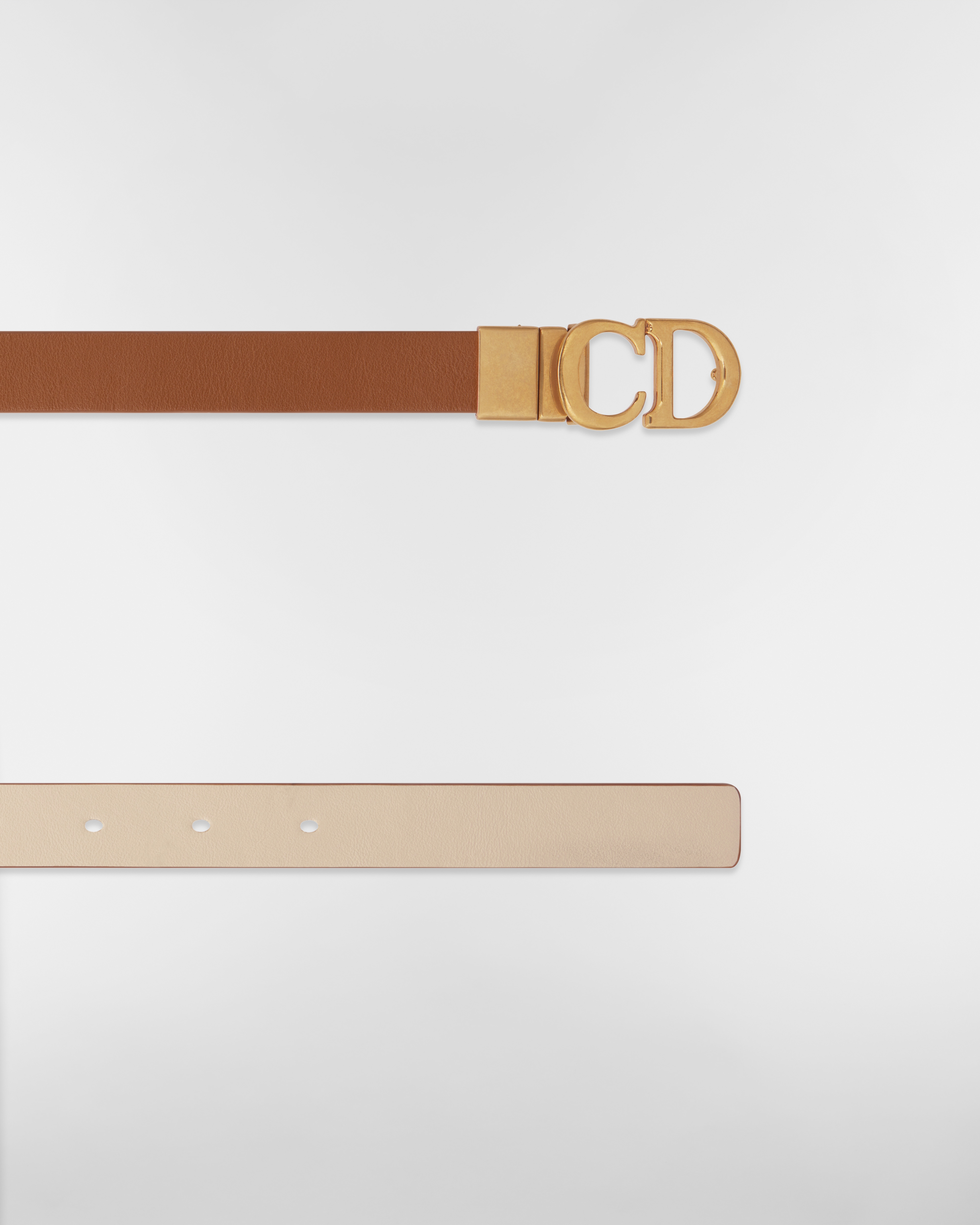 Reversible Saddle Belt Golden Saddle and Caramel Beige Smooth Calfskin, 20 MM E06