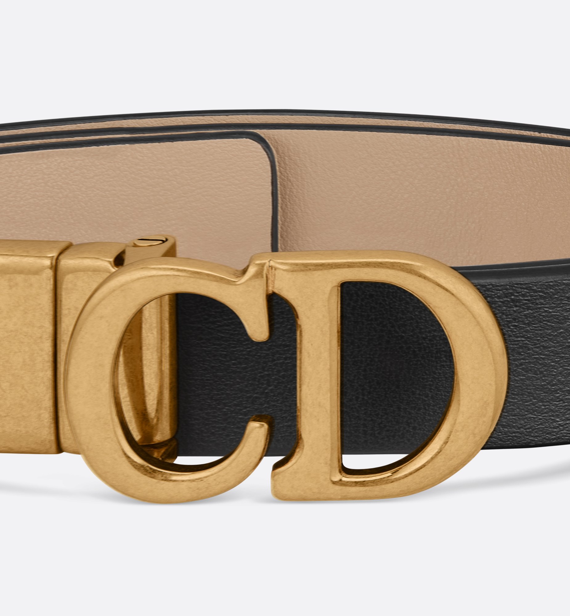 Reversible Saddle Belt Black and Powder Beige Smooth Reversible Saddle Belt Black and Powder Beige Smooth