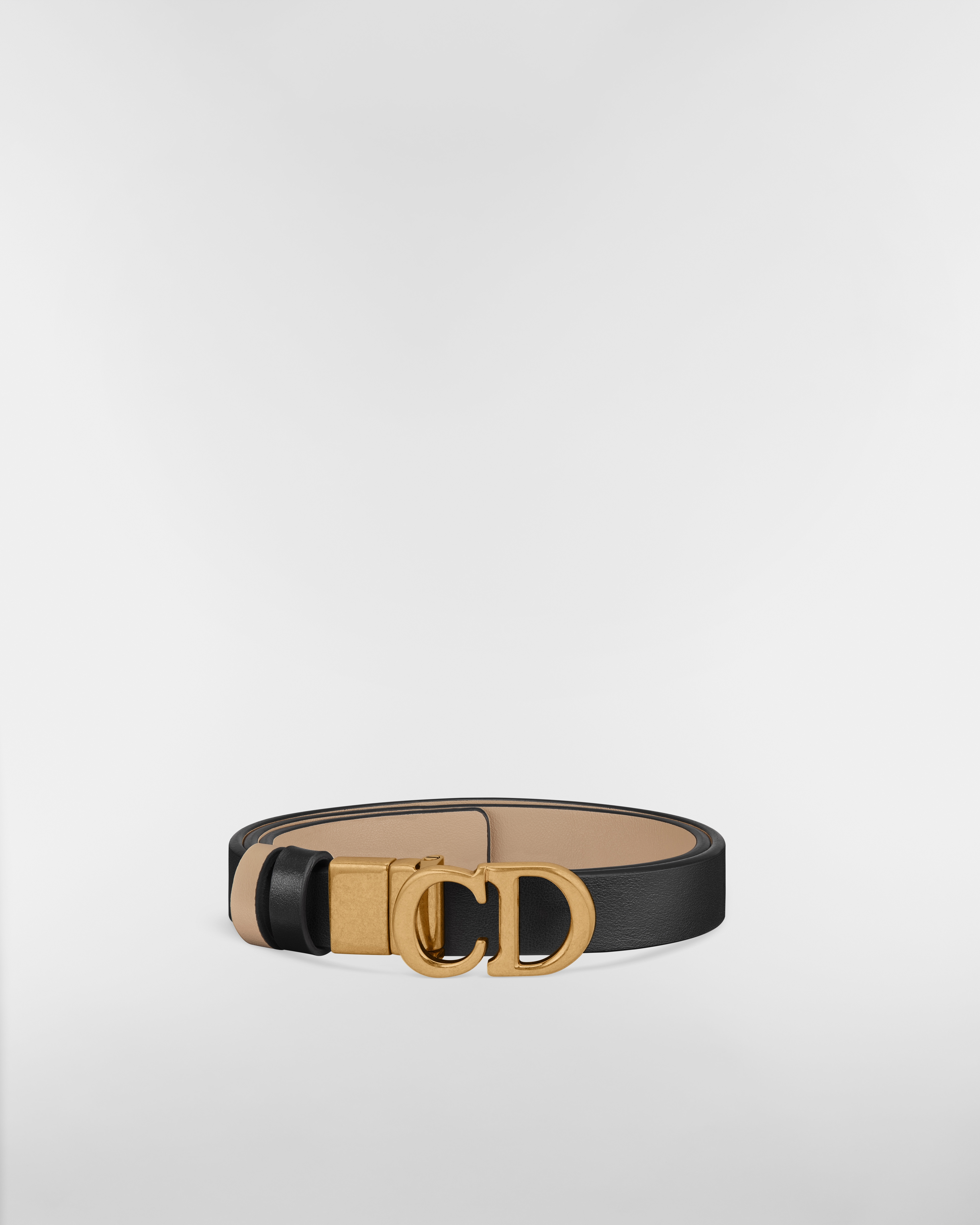 Reversible Saddle Belt Black and Powder Beige Smooth Calfskin, 20 MM E03