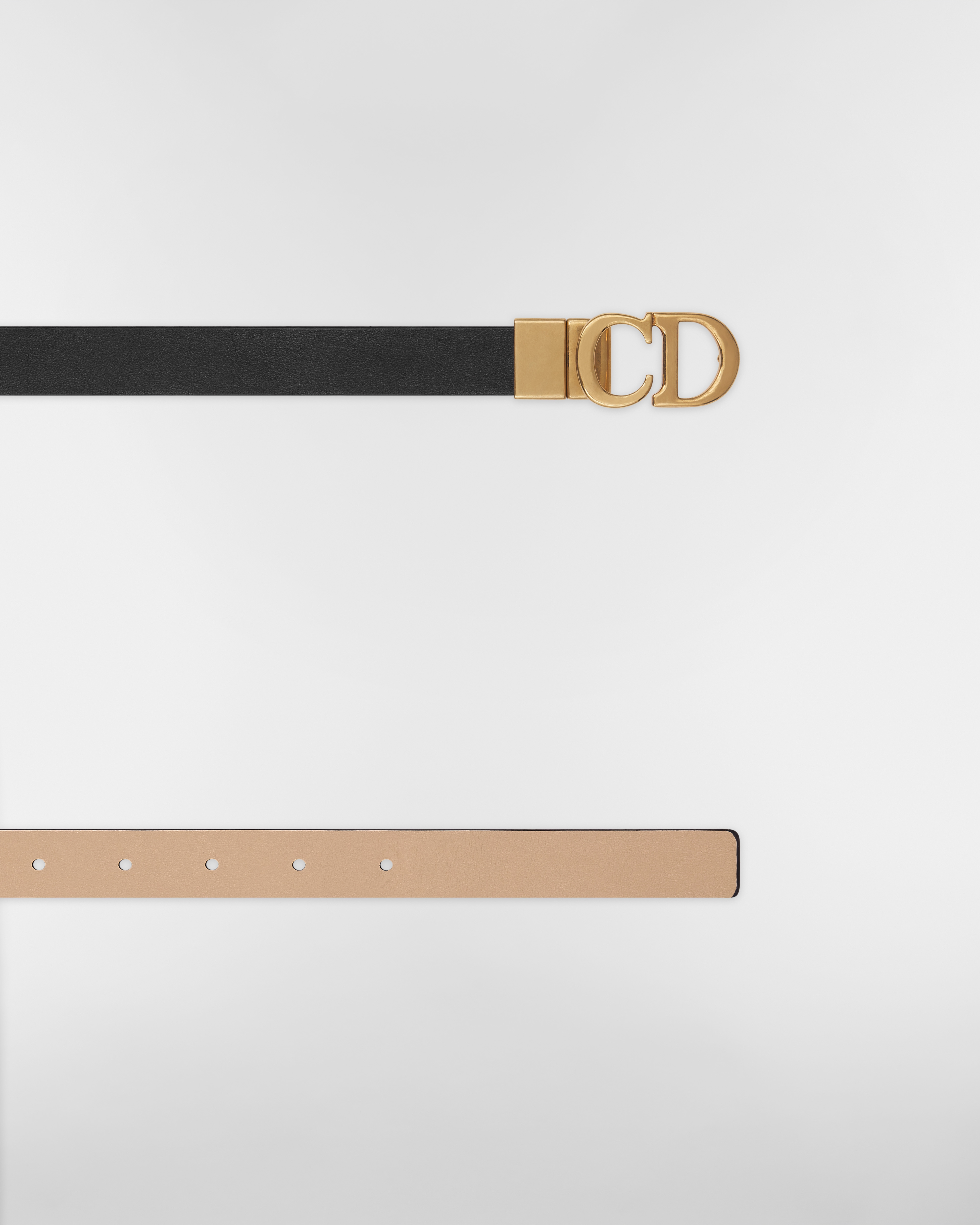 Reversible Saddle Belt Black and Powder Beige Smooth Calfskin, 20 MM E06