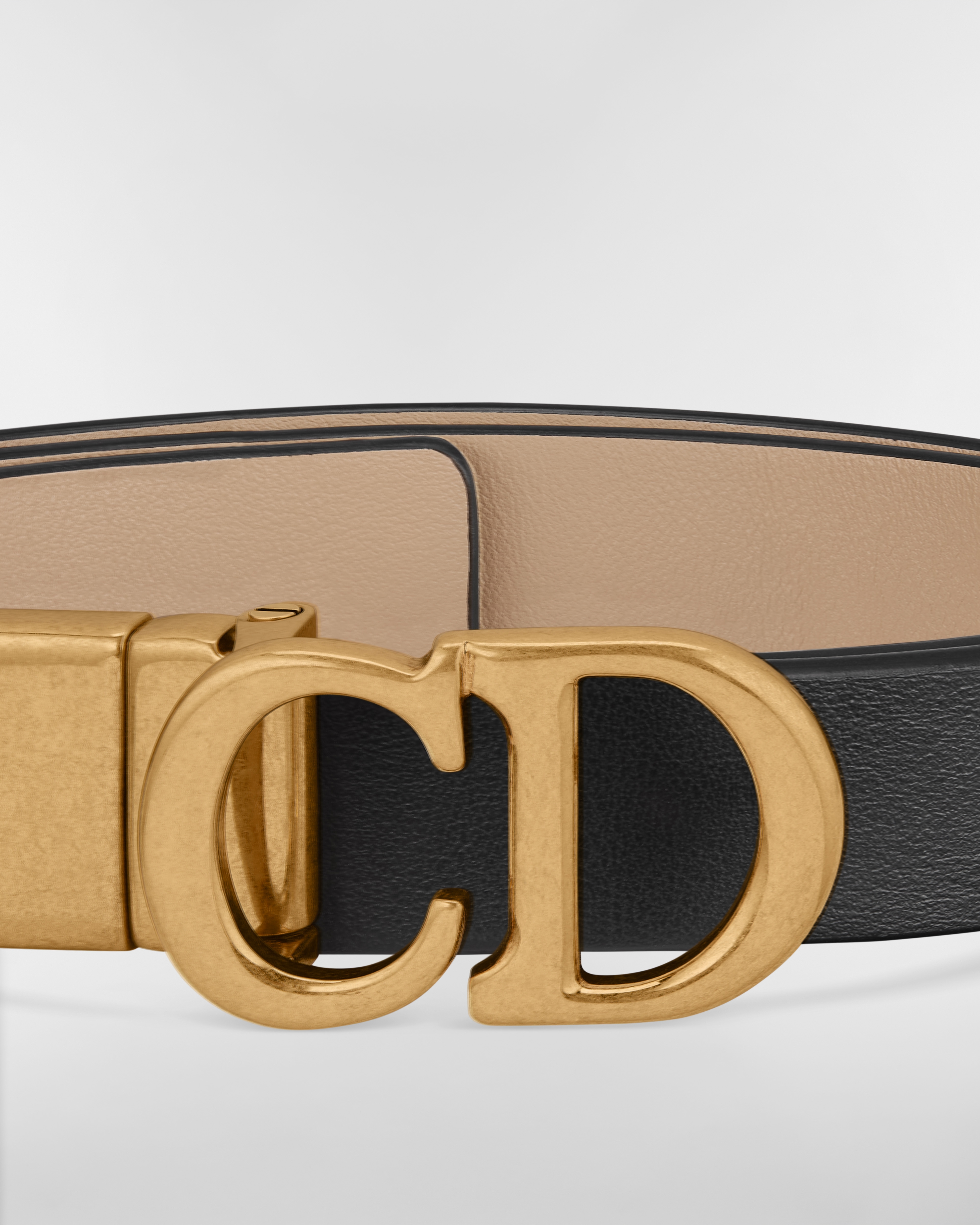 Reversible Saddle Belt Black and Powder Beige Smooth Calfskin, 20 MM E09