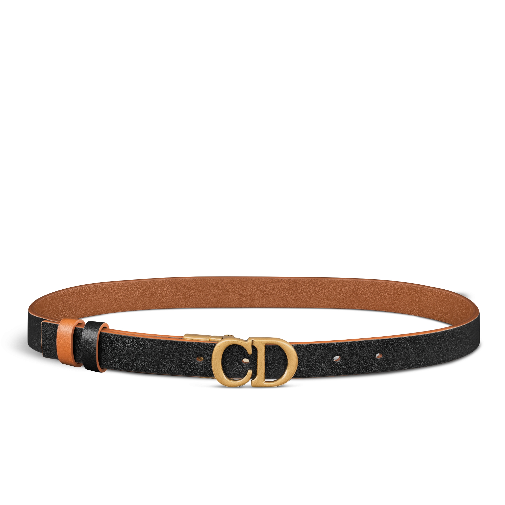 オブリーク ベルト ゴールド Reversible Saddle Belt Black and Golden Saddle Smooth
