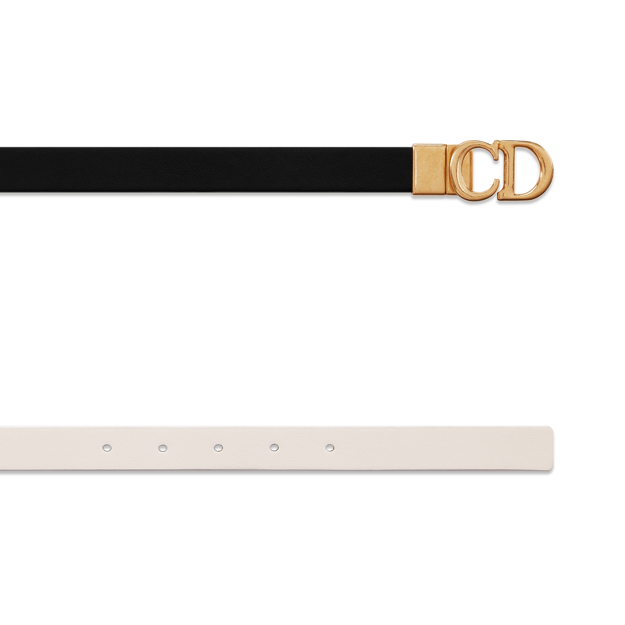 Tweezijdige Saddle-riem Zwart en lattekleurig soepel kalfsleer, 20 mm E06