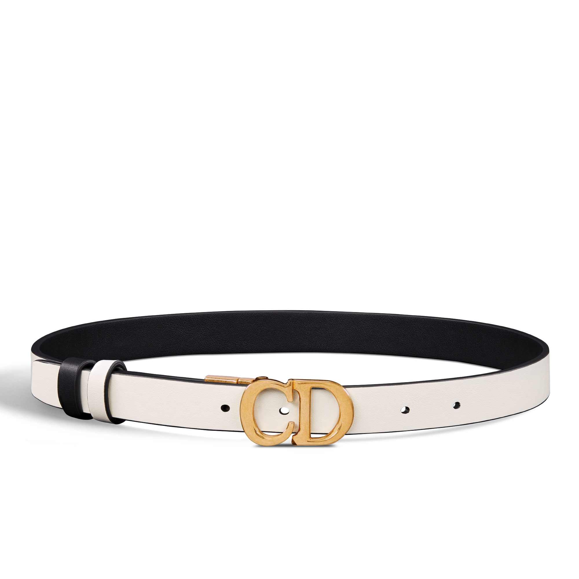 Tweezijdige Saddle-riem Zwart en lattekleurig soepel kalfsleer, 20 mm E07