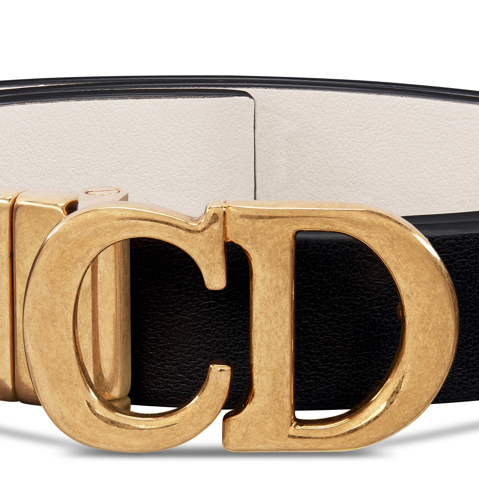 Tweezijdige Saddle-riem Zwart en lattekleurig soepel kalfsleer, 20 mm E09