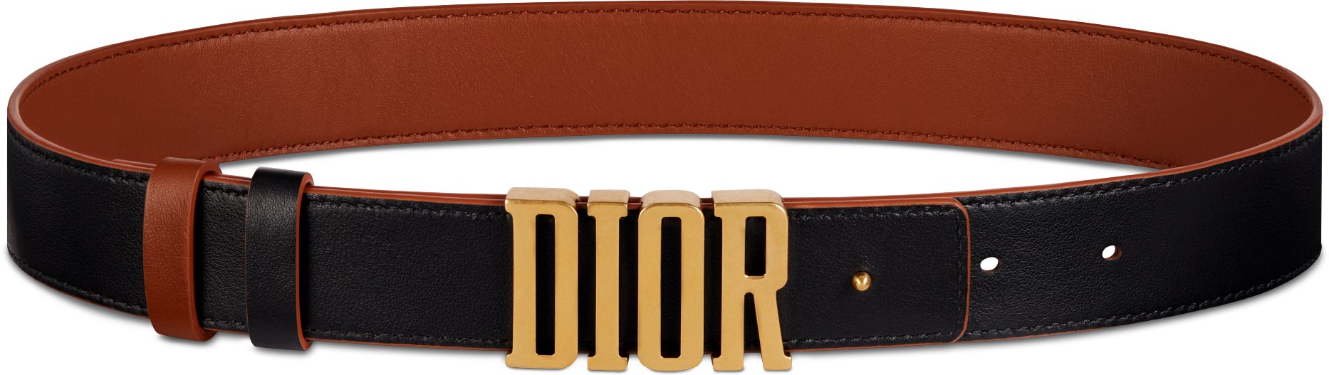 D Fence Reversible Belt Golden Saddle and Black Smooth Calfskin 30 MM DIOR