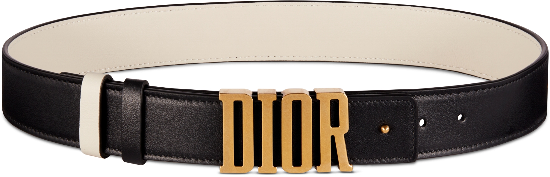 D Fence Reversible Belt Black and Latte Smooth Calfskin 30 MM DIOR