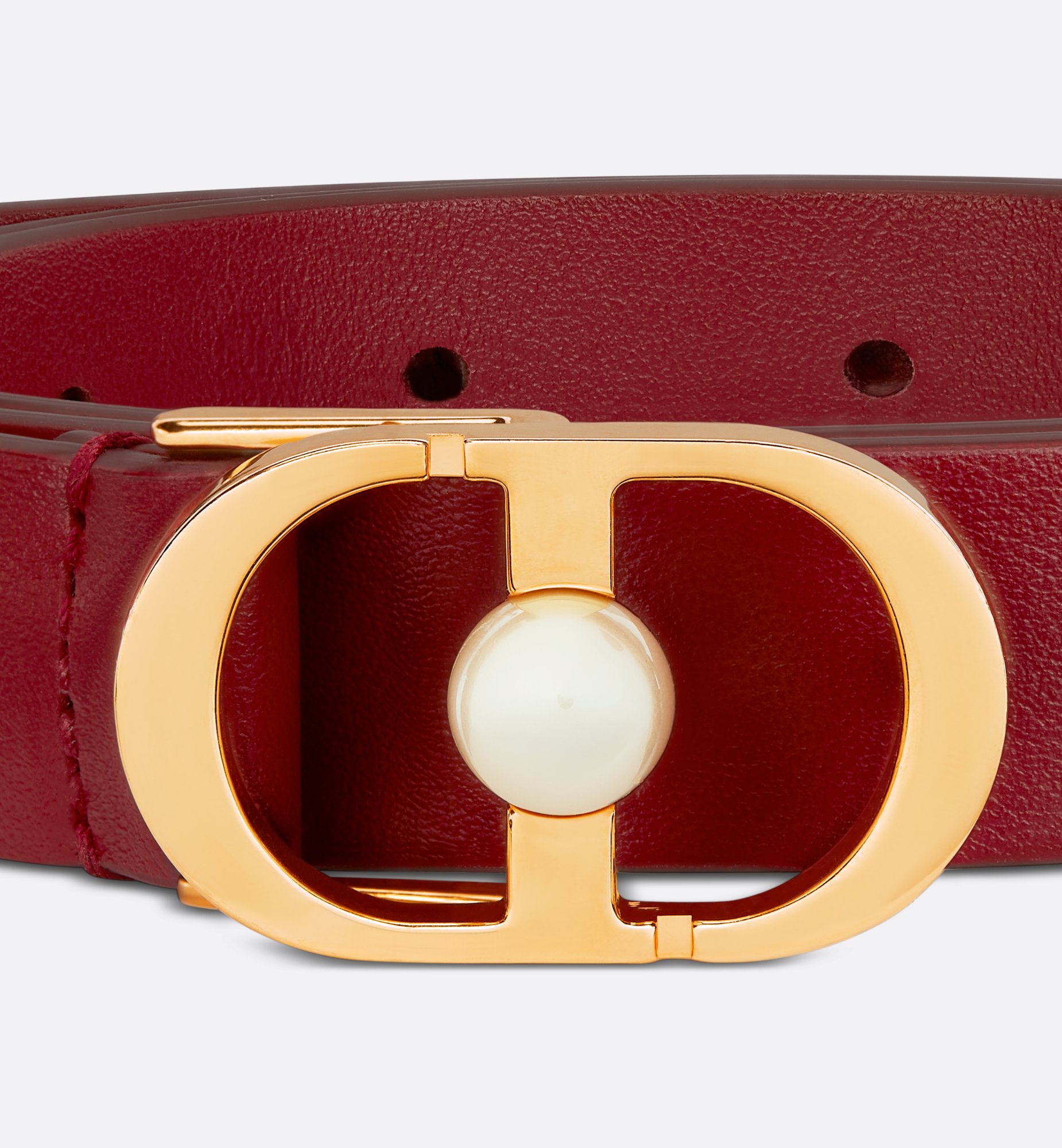 30 Montaigne Jolie Belt Cherry Red Smooth Calfskin and White 30 Montaigne Jolie Belt Cherry Red Smooth Calfskin and White