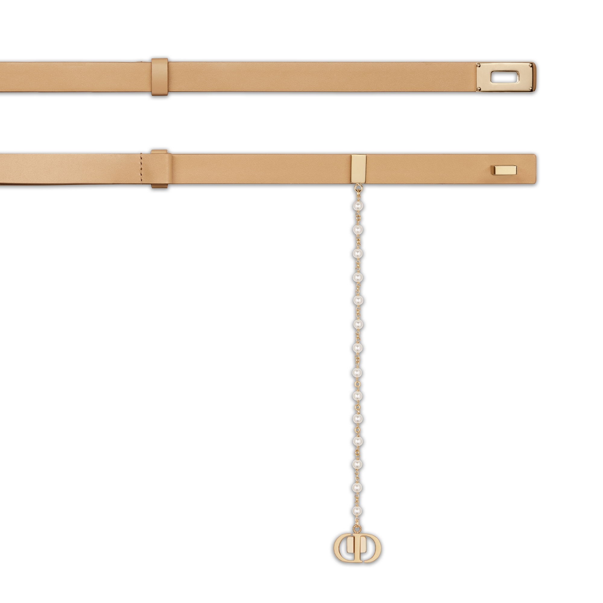 Dior Caro Belt Biscuit Smooth Calfskin and White Resin Pearls, 18.5 MM ...