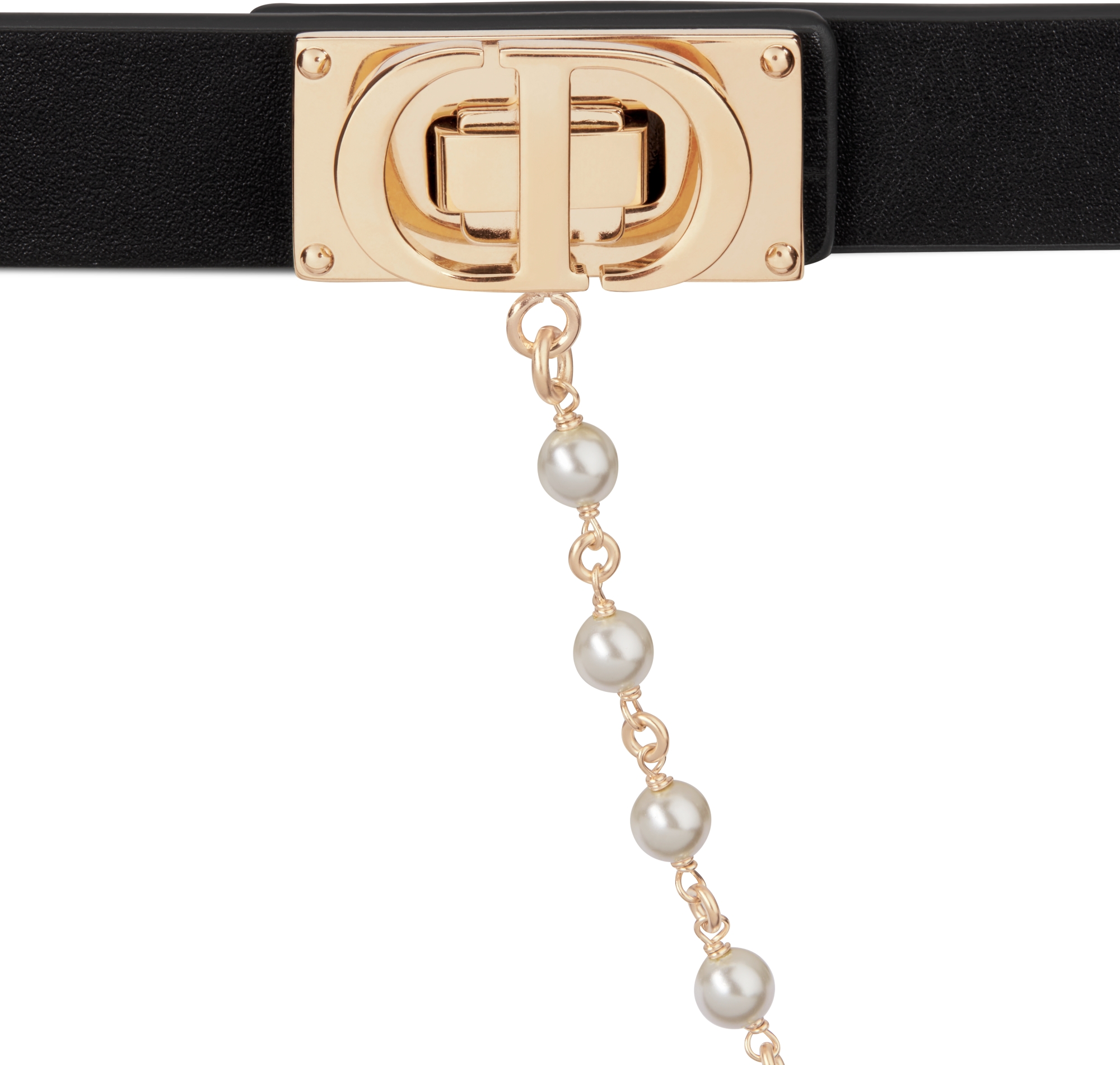 Dior Caro Belt Black Smooth Calfskin and White Resin Pearls, 18,5 MM | DIOR