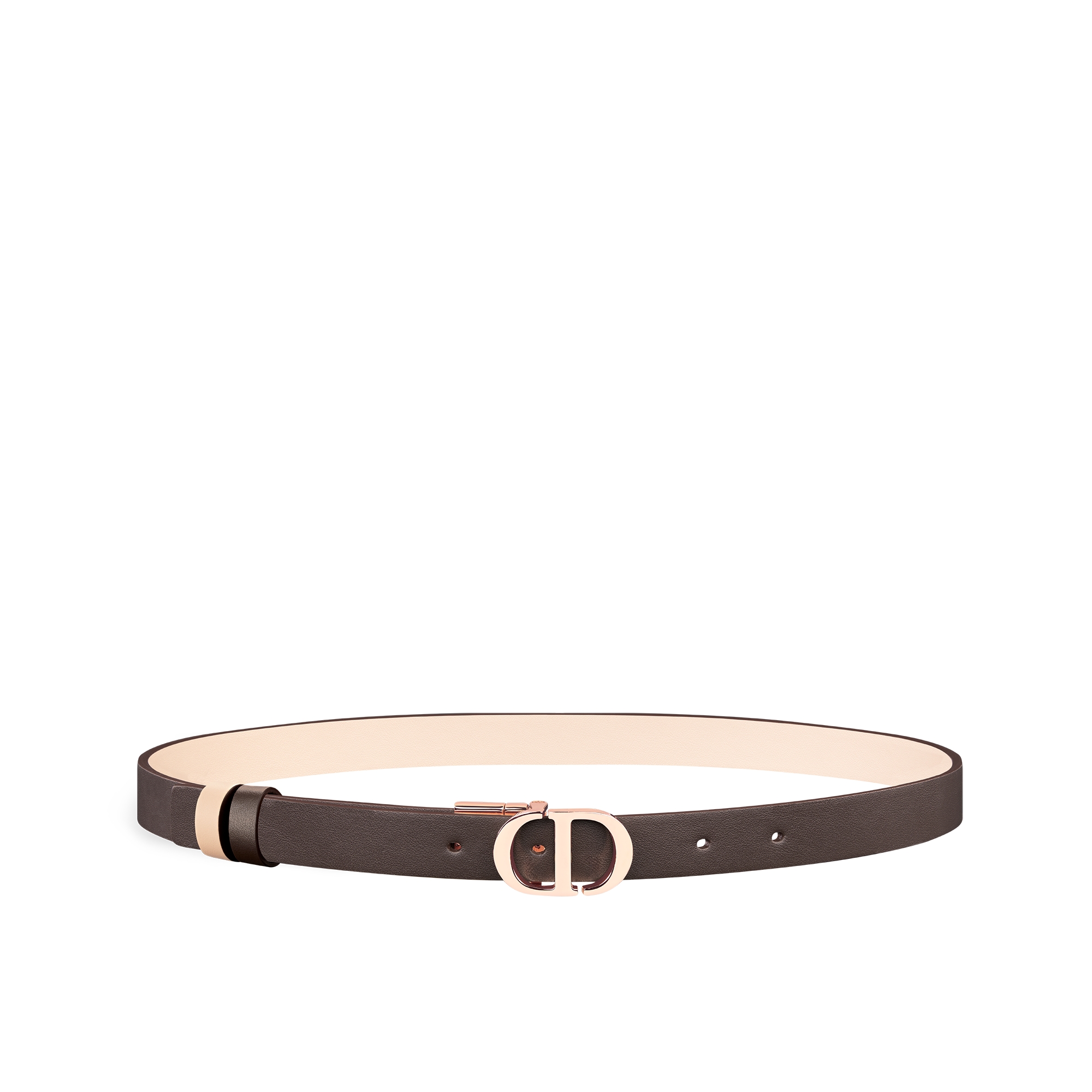 30 Montaigne Reversible Belt Chocolate Brown and Pale Pink Smooth Calfskin, 20 MM E01