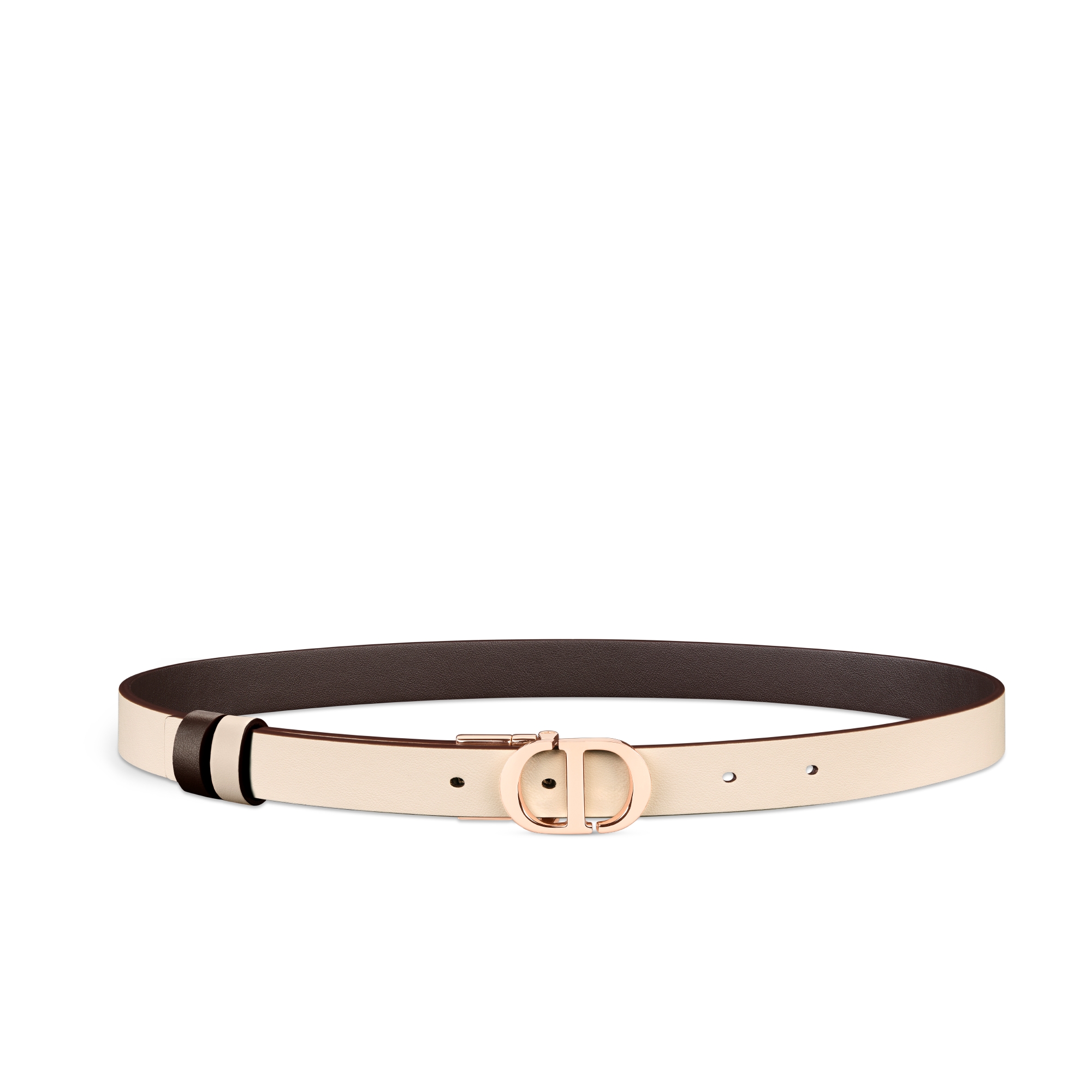 Tweezijdige 30 Montaigne-riem Soepel chocoladebruin en vaalroze kalfsleer, 20 mm E07