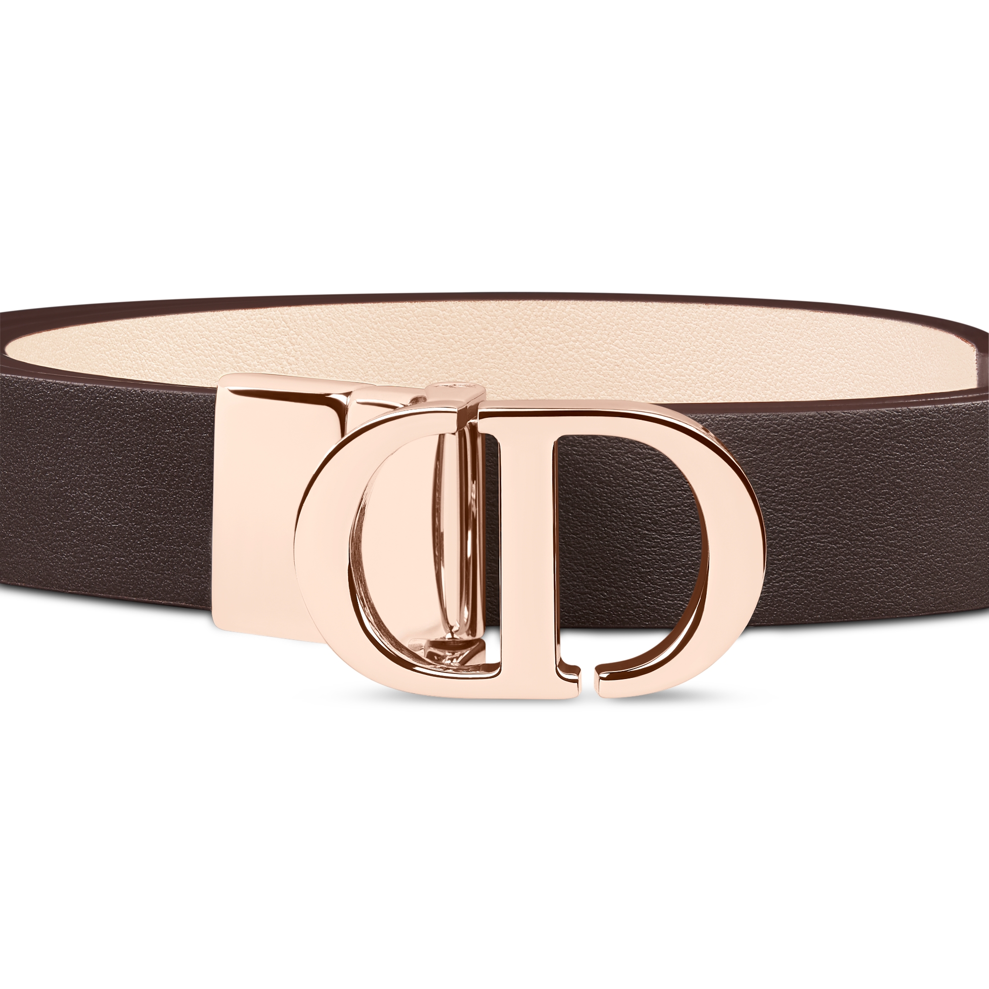 Tweezijdige 30 Montaigne-riem Soepel chocoladebruin en vaalroze kalfsleer, 20 mm E09