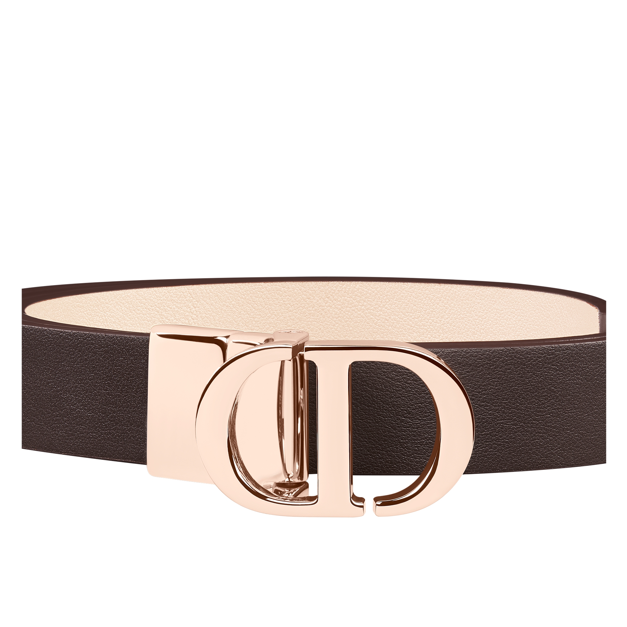 30 Montaigne Reversible Belt Chocolate Brown and Pale Pink Smooth Calfskin, 20 MM E09