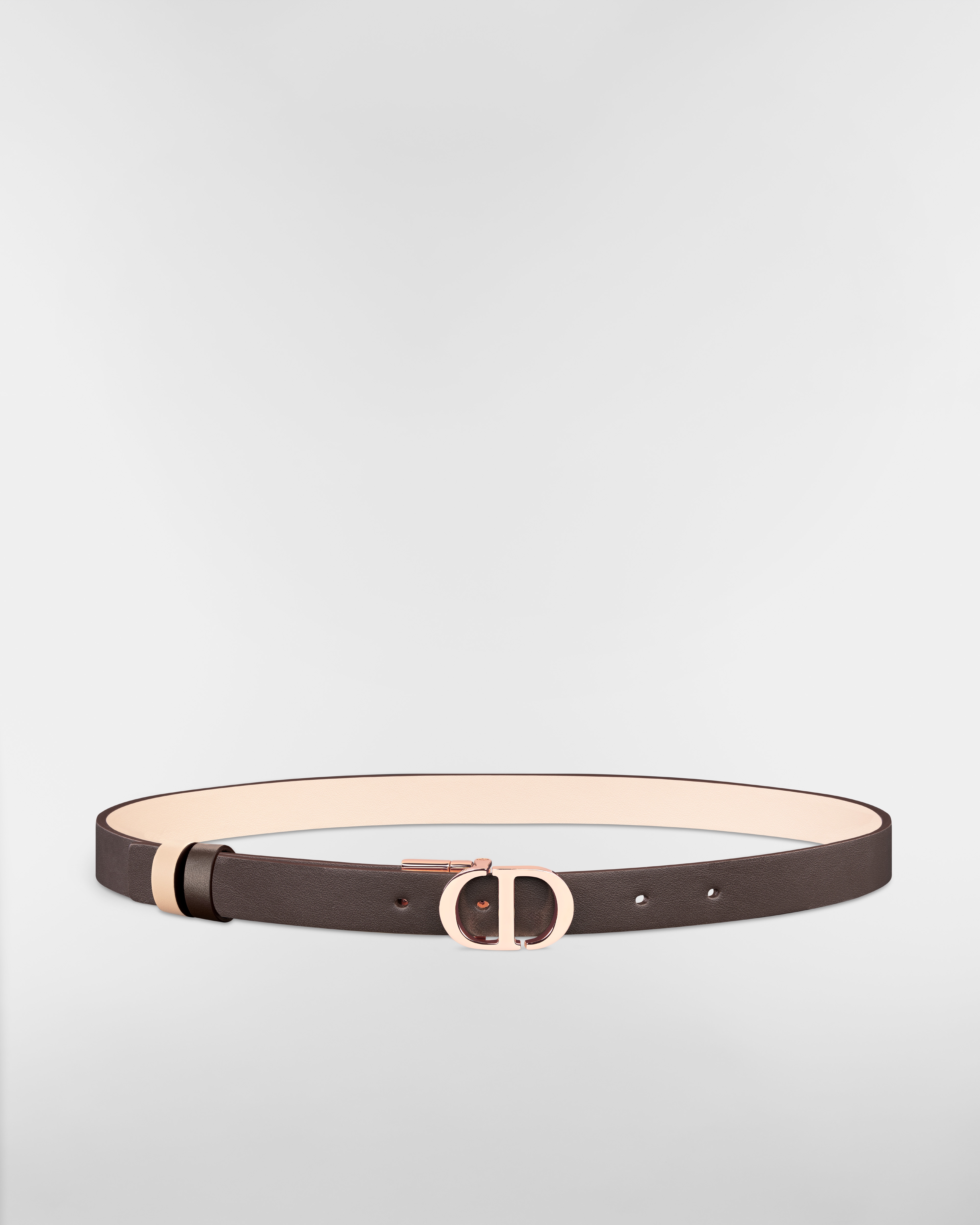 30 Montaigne Reversible Belt Chocolate Brown and Pale Pink Smooth Calfskin, 20 MM E01