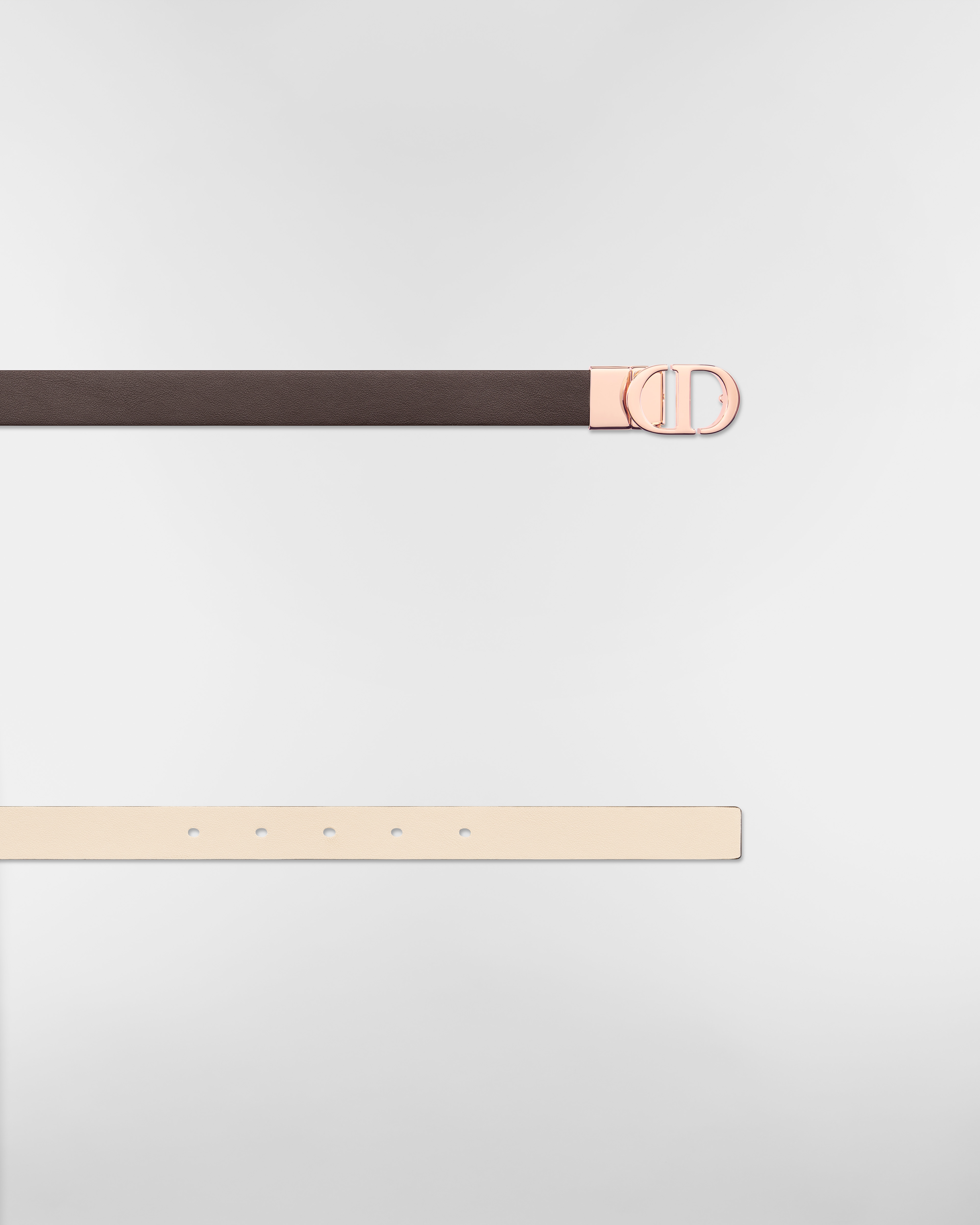 30 Montaigne Reversible Belt Chocolate Brown and Pale Pink Smooth Calfskin, 20 MM E06