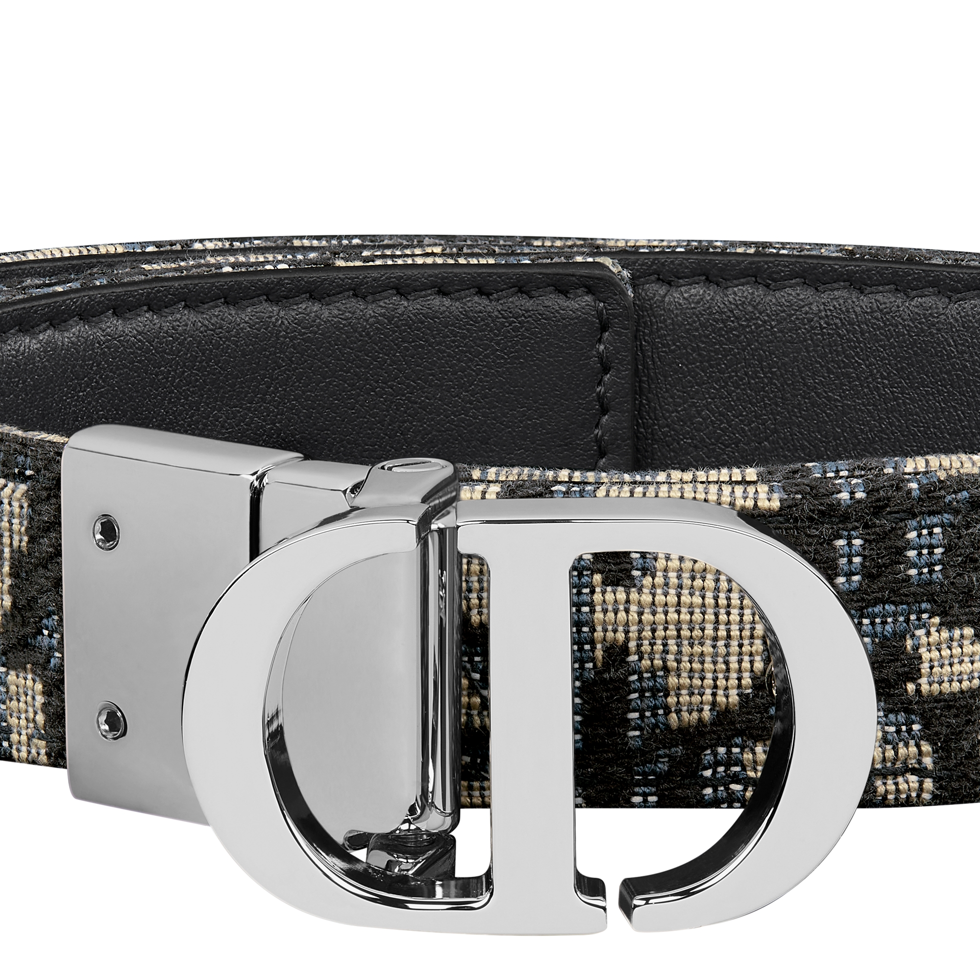 30 Montaigne Reversible Belt Blue Smooth Calfskin and Dior Oblique Jacquard, 20 MM E09