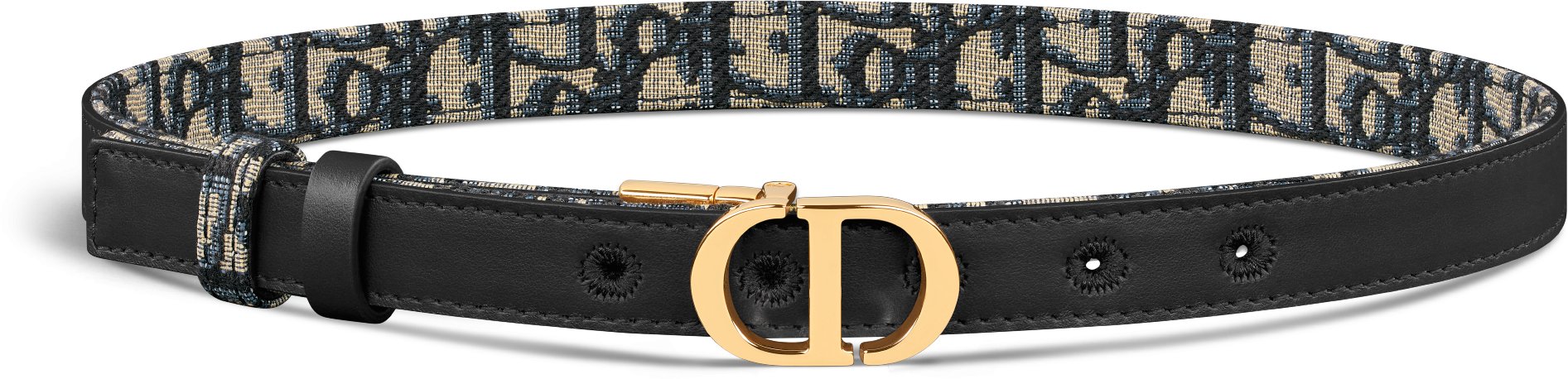 DIOR | 30 Montaigne リバーシブルベルト 20mm スムースカーフスキン & ディオール オブリーク ジャカード