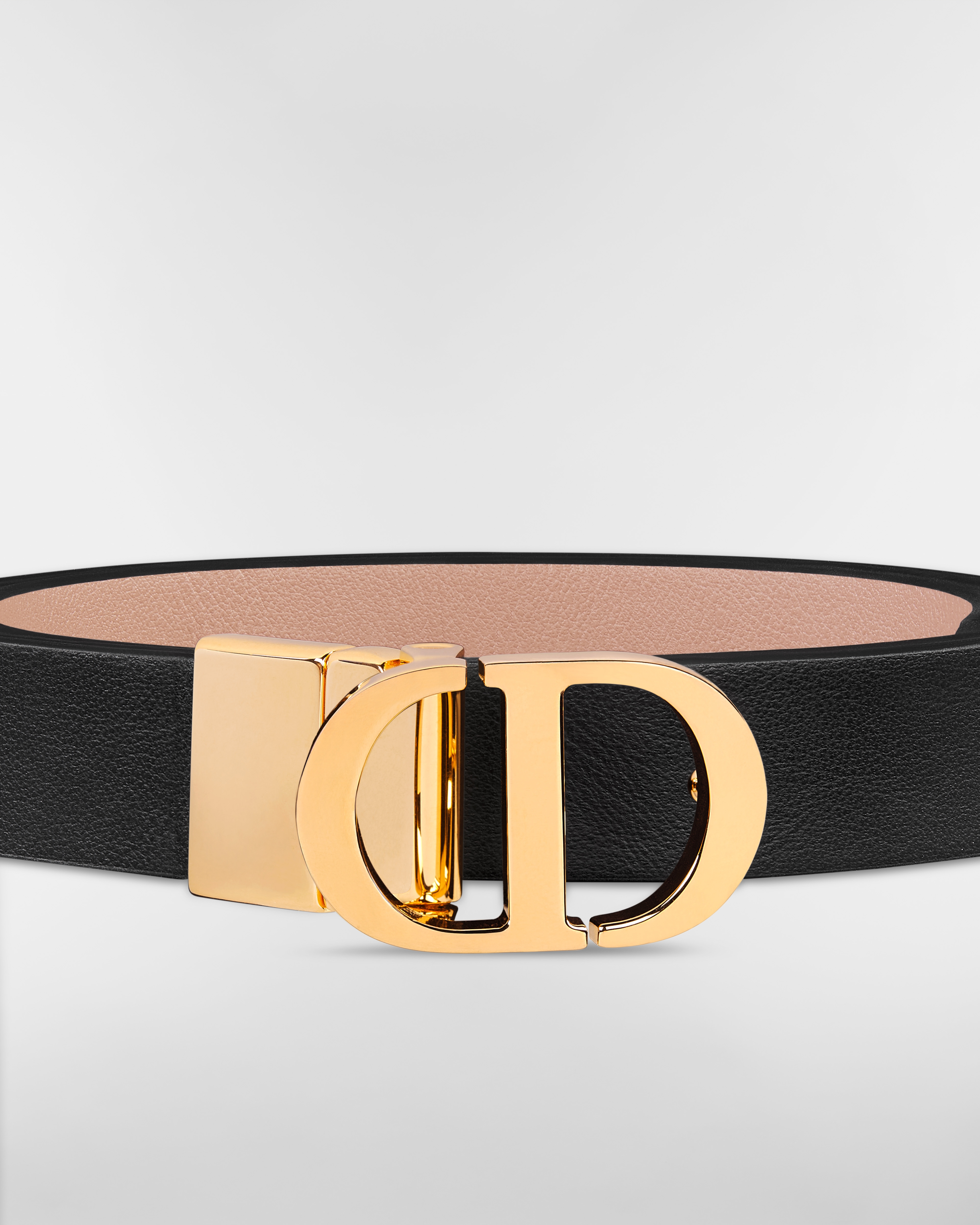 Tweezijdige 30 Montaigne-riem Soepel zwart en roze kalfsleer, 20 mm E09