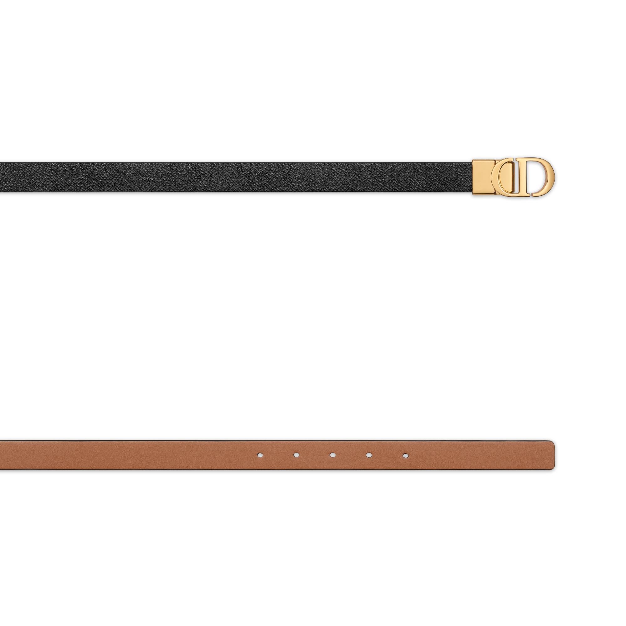 Cinturón reversible 30 Montaigne Piel de becerro graneada negra y piel de becerro lisa marrón coñac, 20 mm E06