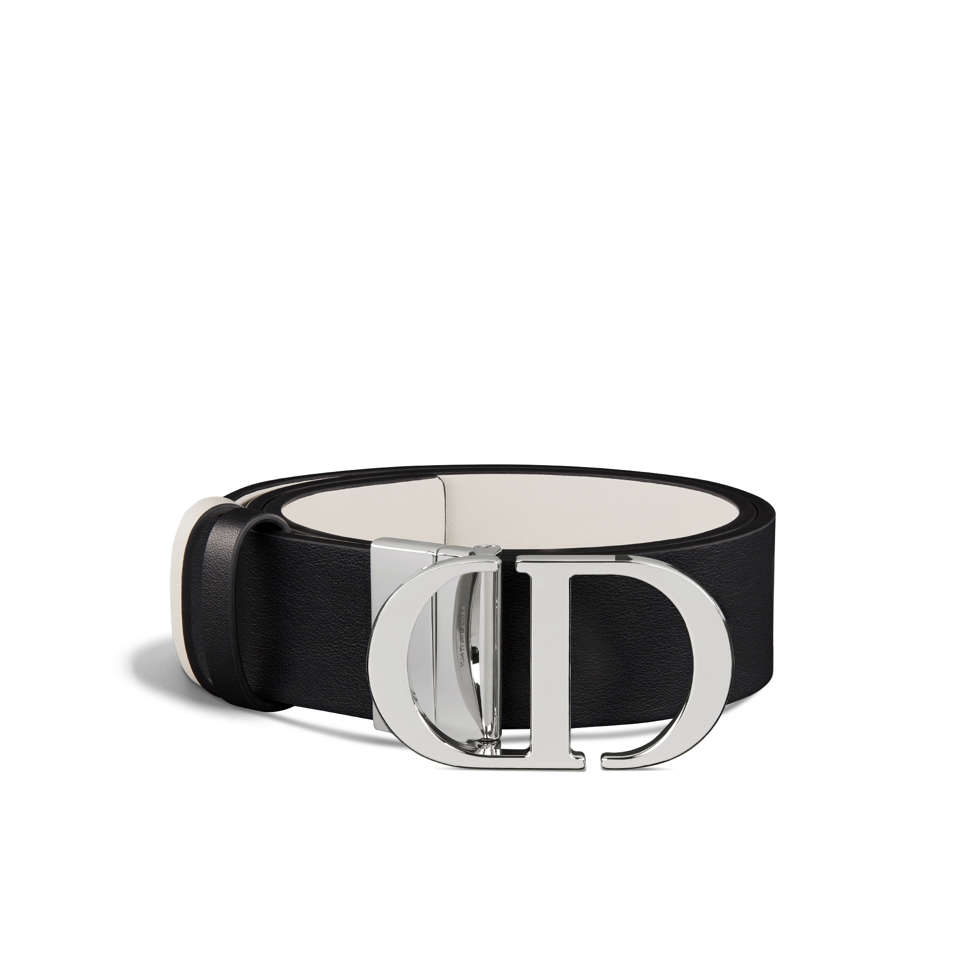 30 Montaigne Reversible Belt Black and Latte Smooth Calfskin, 35 MM E03