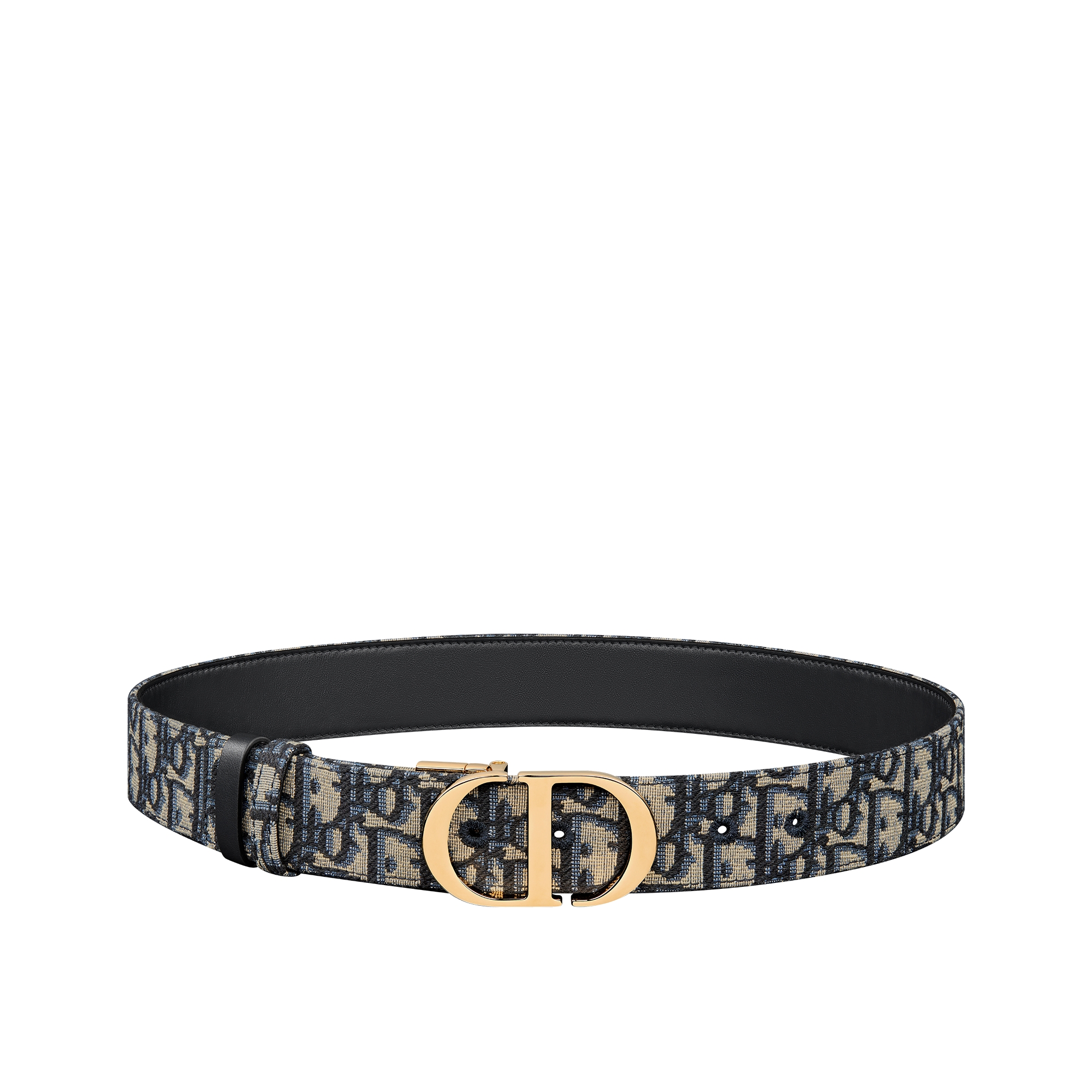 30 Montaigne Reversible Belt Blue Smooth Calfskin and Dior Oblique Jacquard, 35 MM E01