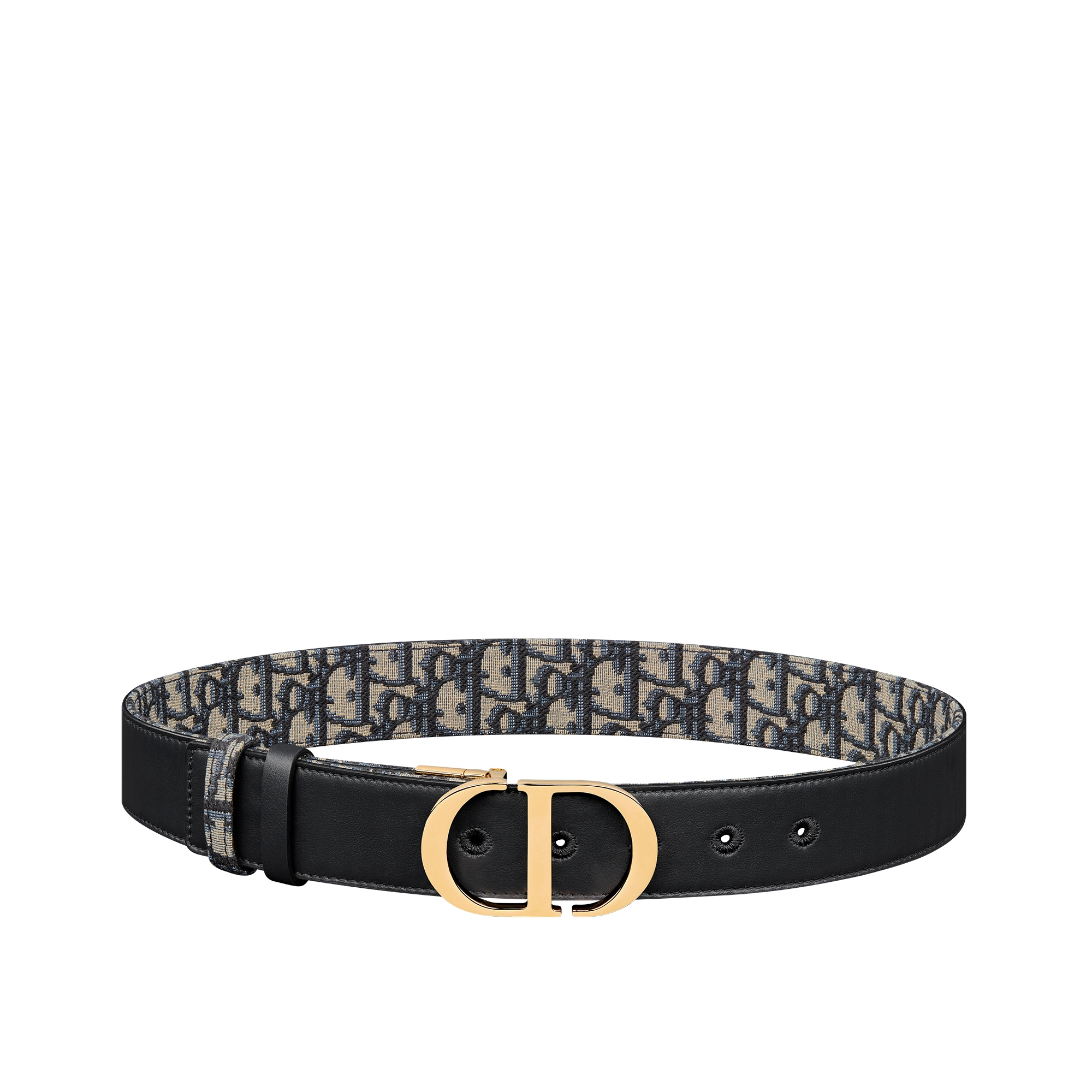 30 Montaigne Reversible Belt Blue Smooth Calfskin and Dior Oblique Jacquard, 35 MM E07