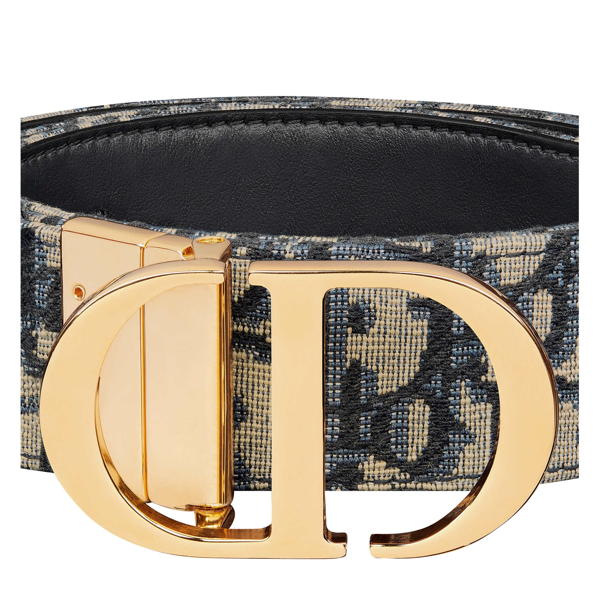 30 Montaigne Reversible Belt Blue Smooth Calfskin and Dior Oblique Jacquard, 35 MM E09