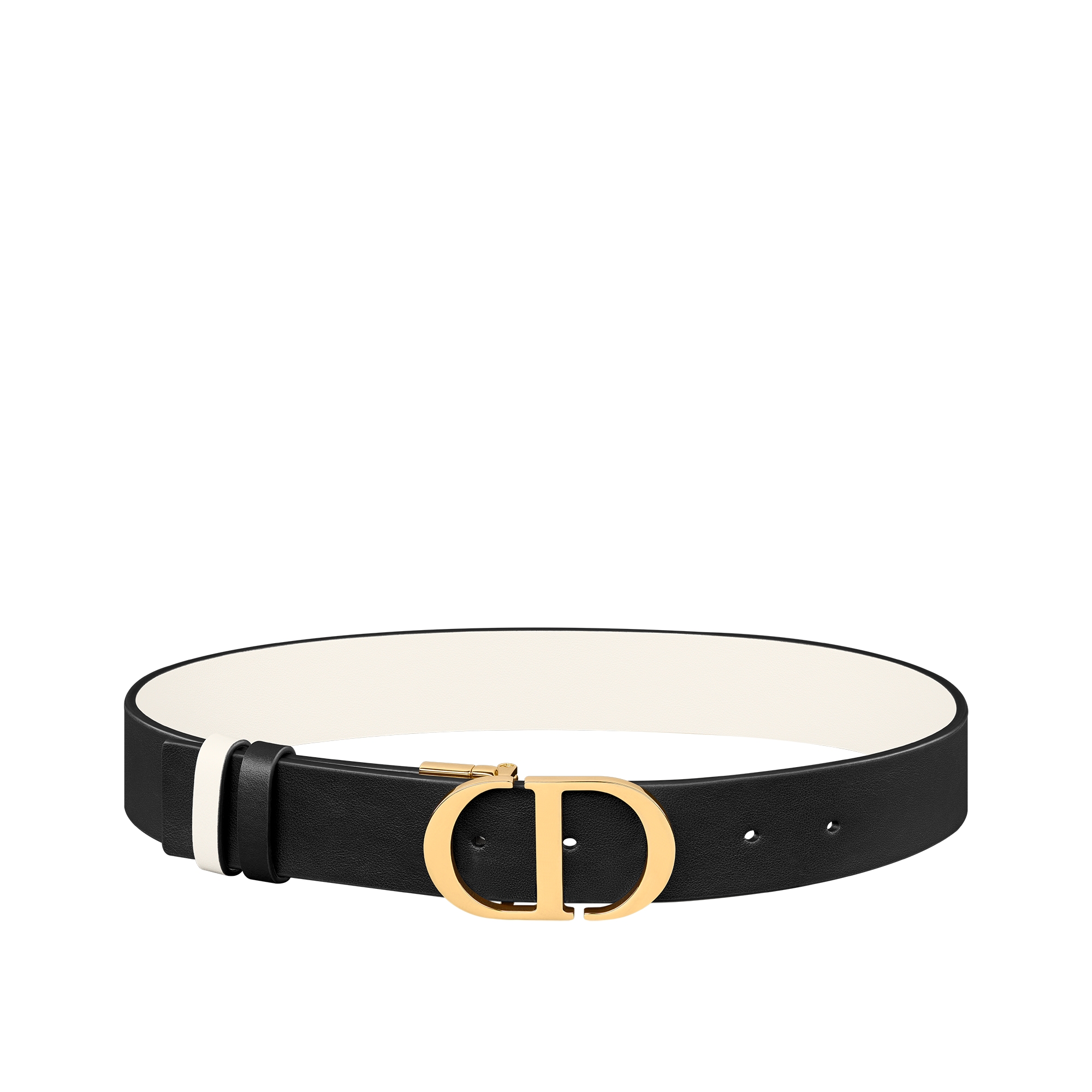 Dior ロゴ入りベルト ブラック/ホワイト DIOR | 30 Montaigne リバーシブルベルト 35mm スムースカーフスキン