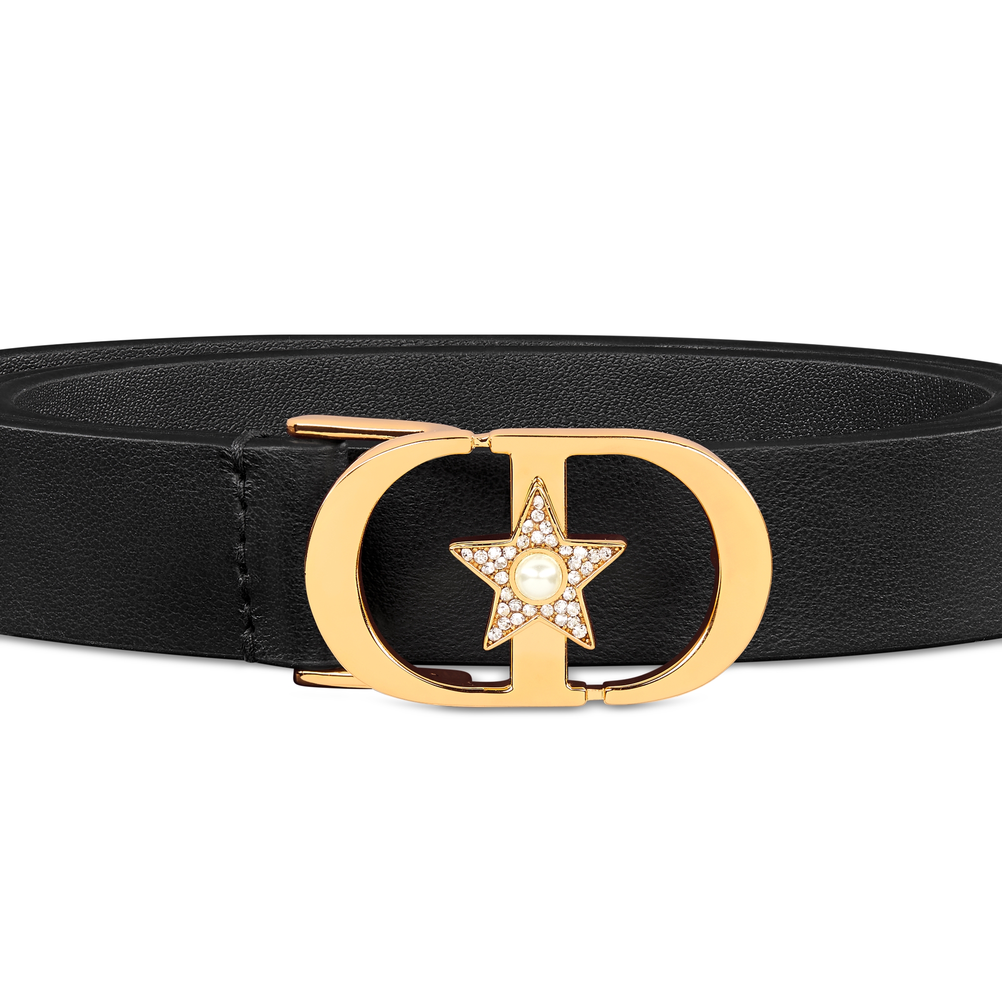 Lucky 30 Montaigne Star-riem Soepel zwart kalfsleer, 20 mm E09