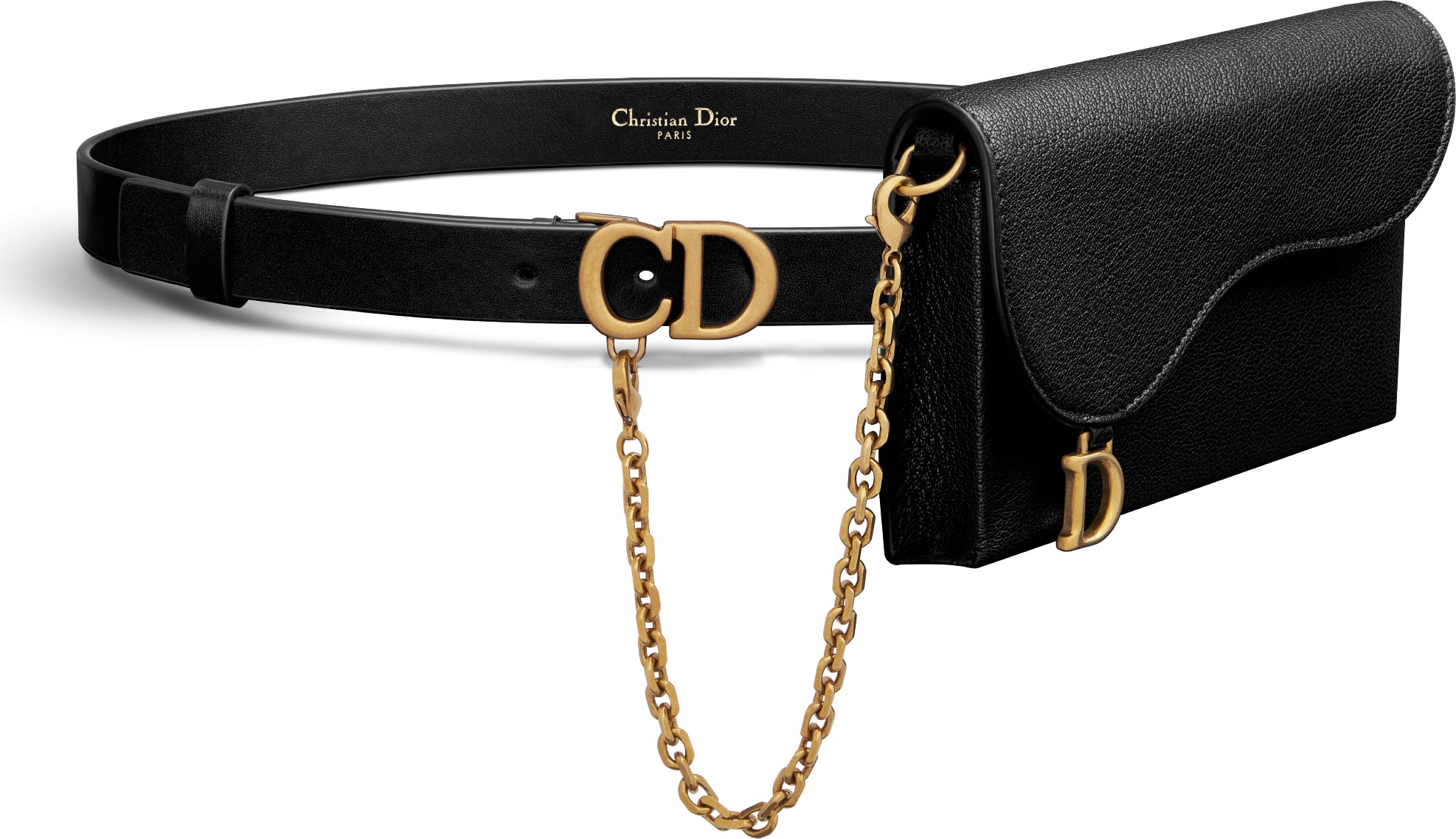 Saddle Removable Pouch Belt Black Ultrasoft Calfskin and Goatskin 20 MM DIOR