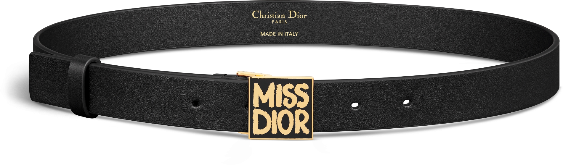 DIOR Miss Dior Graffiti Belt Black Smooth Calfskin 25 Mm Size 70 Women