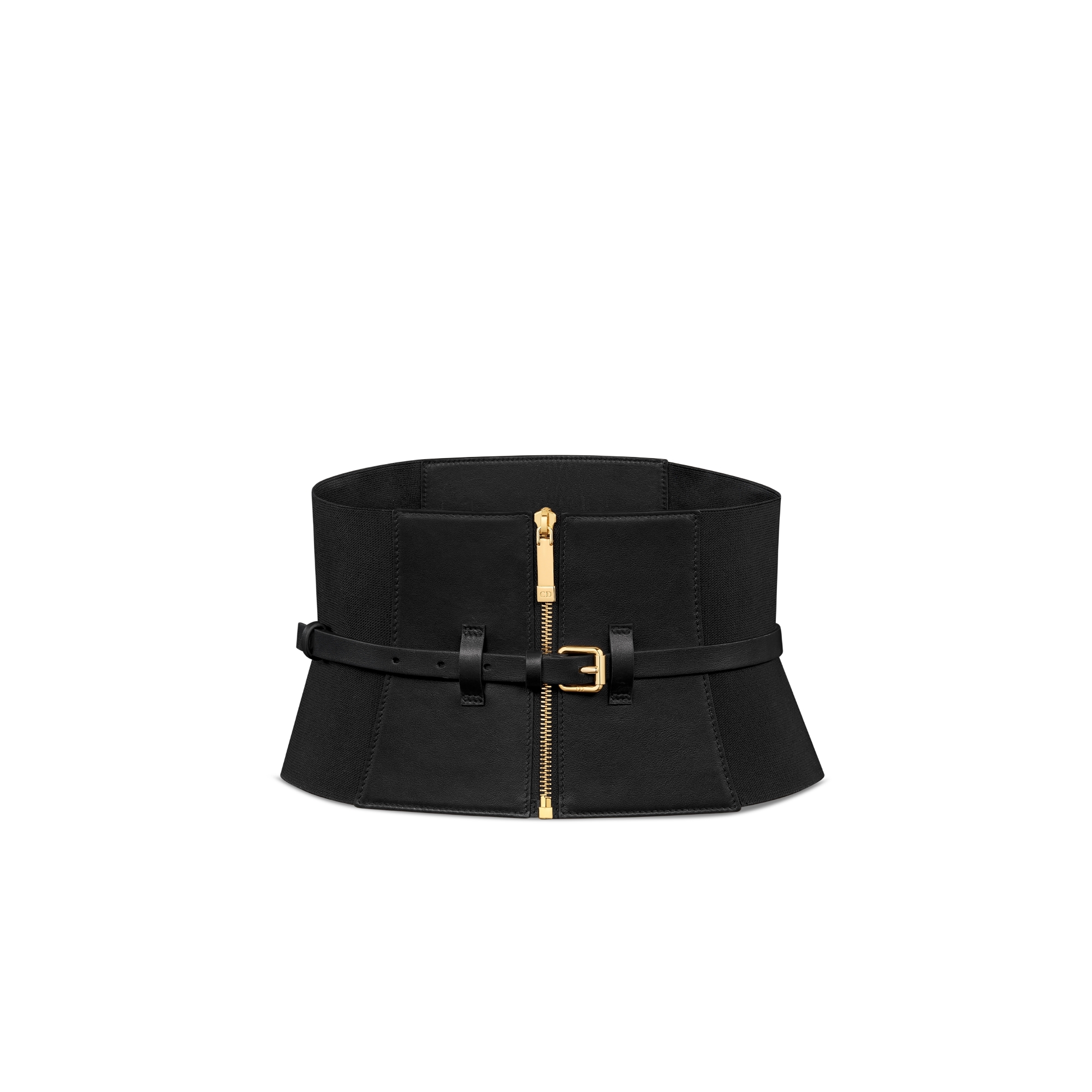 D-Trap 緊身胸衣腰帶 黑色光滑小牛皮和橡筋，16 厘米 E01